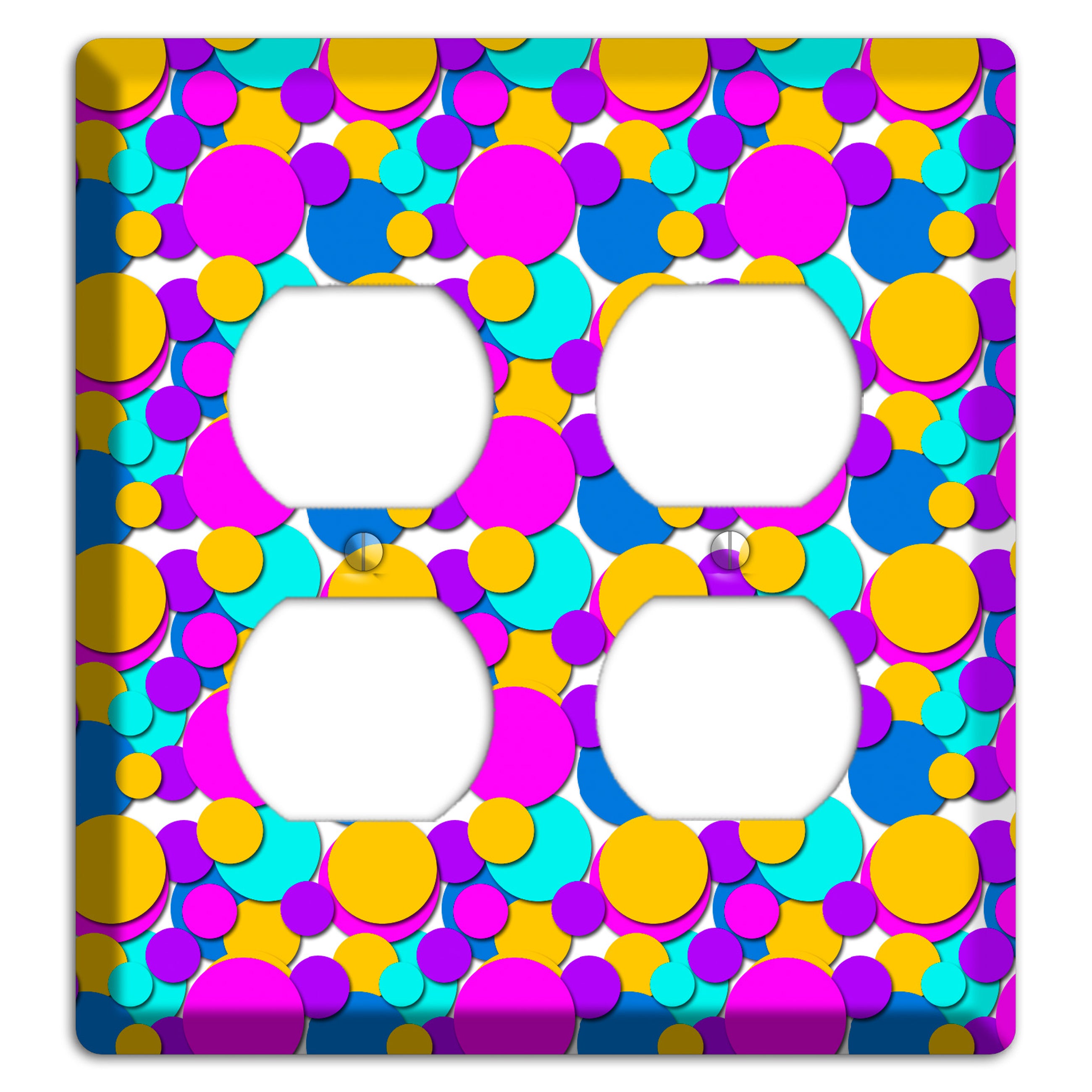 Orange Turquoise Fuschia Blue Bubble Dots 2 Duplex Wallplate