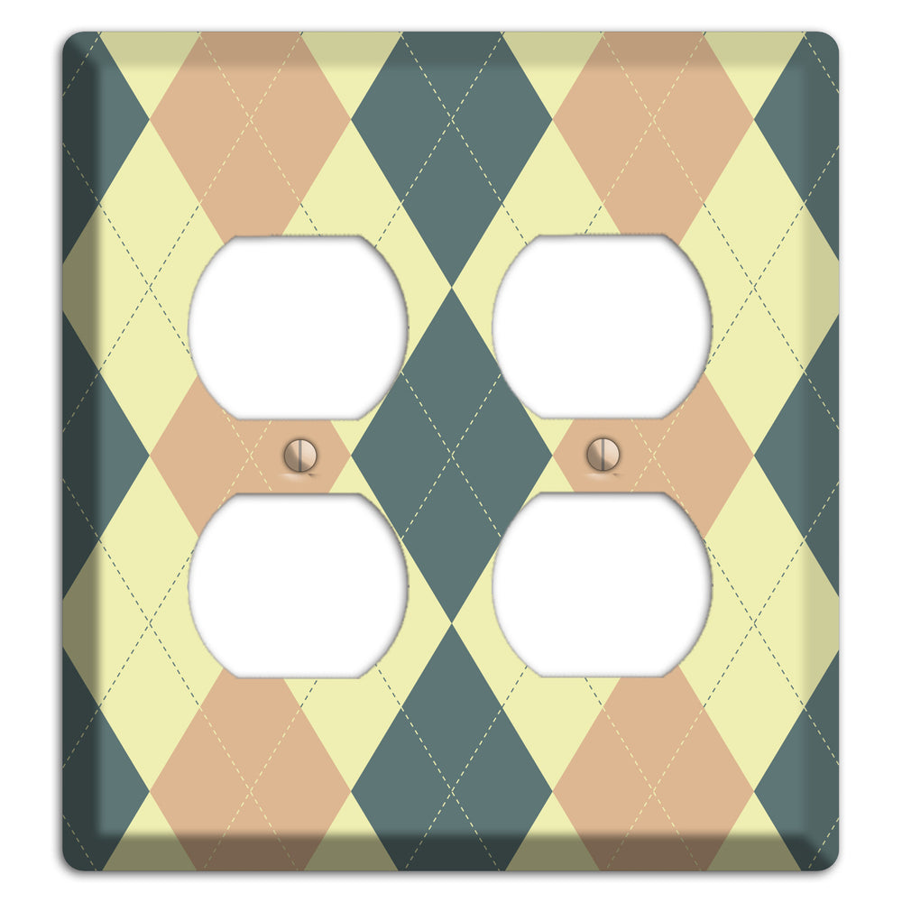 Yellow and Beige Argyle 2 Duplex Wallplate