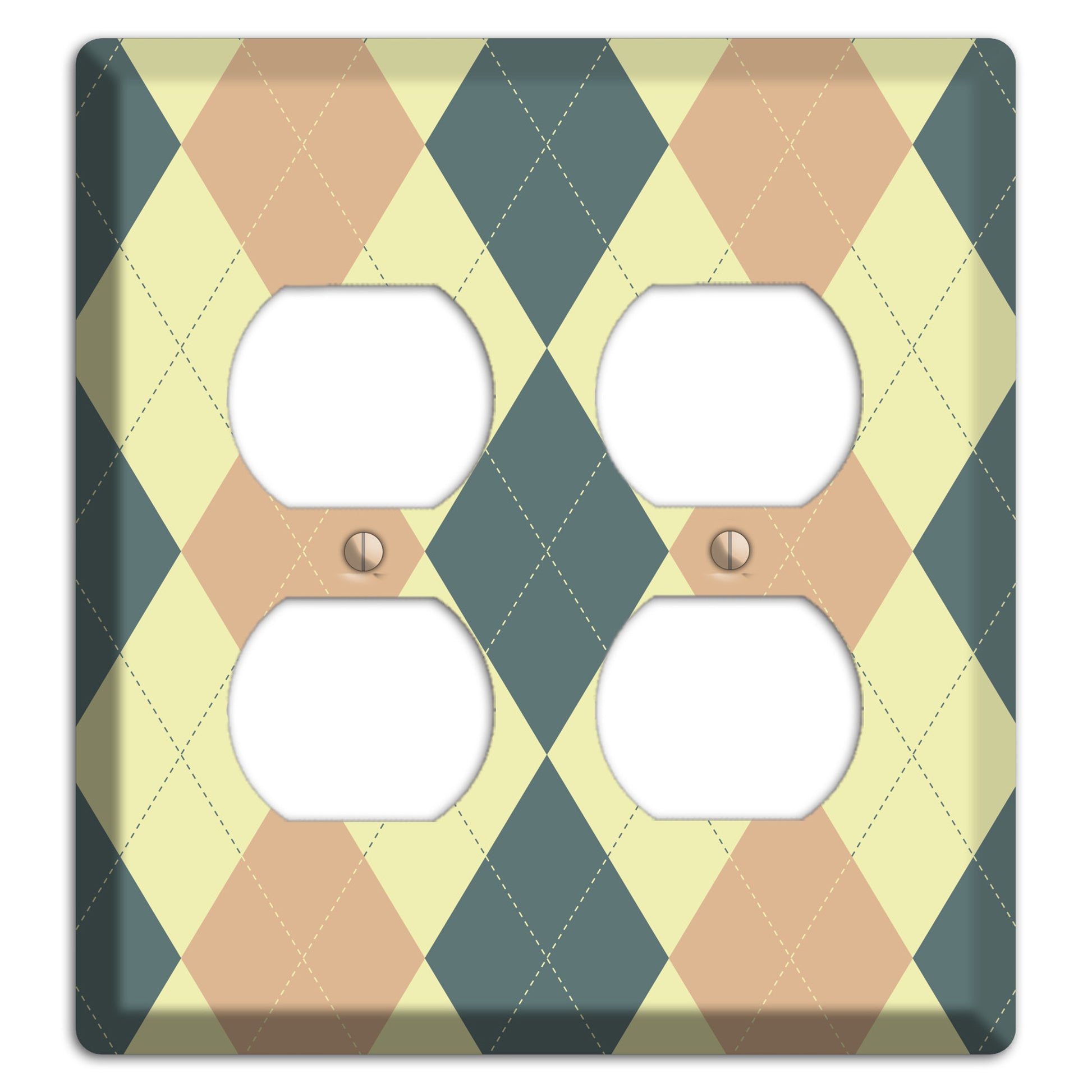 Yellow and Beige Argyle 2 Duplex Wallplate