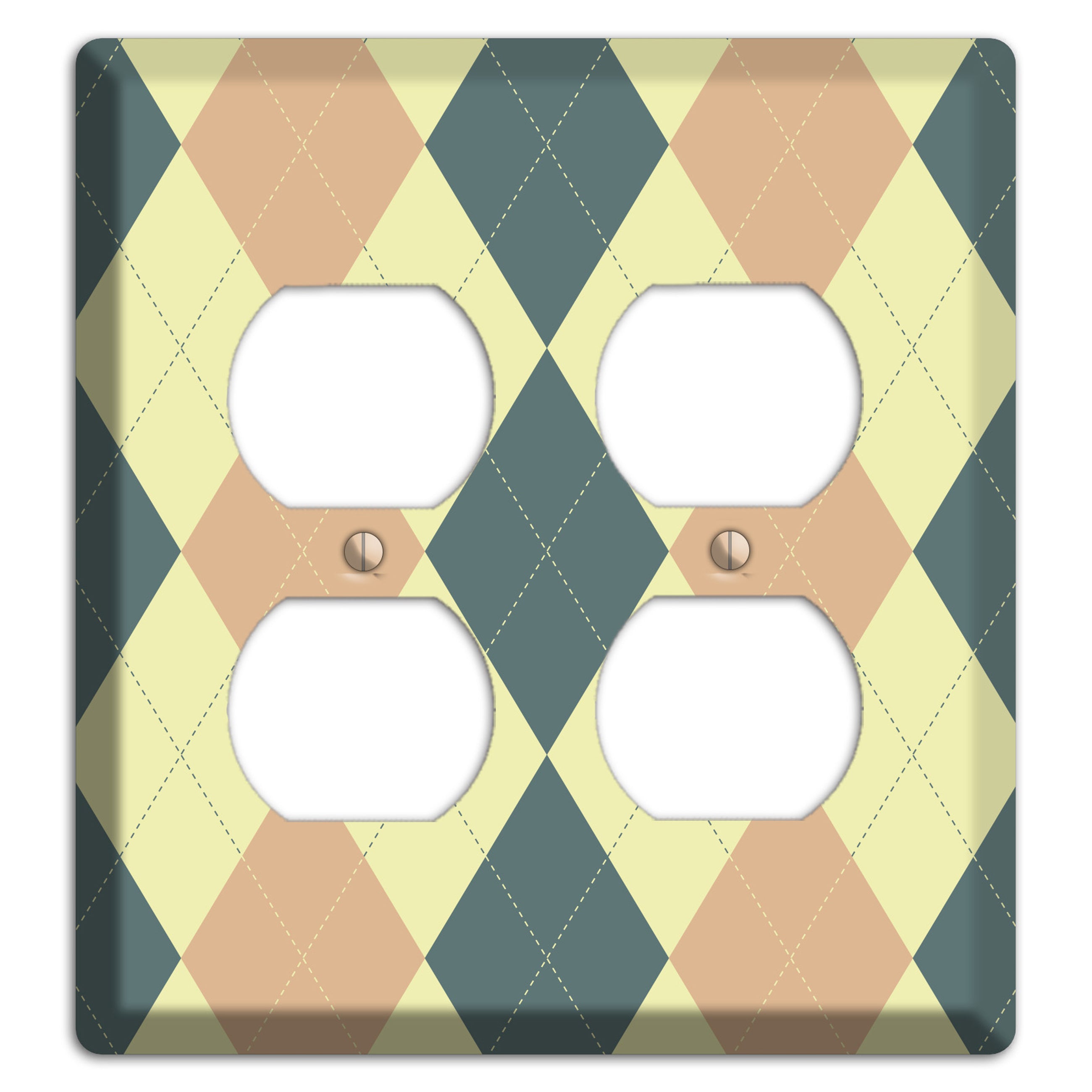 Yellow and Beige Argyle 2 Duplex Wallplate
