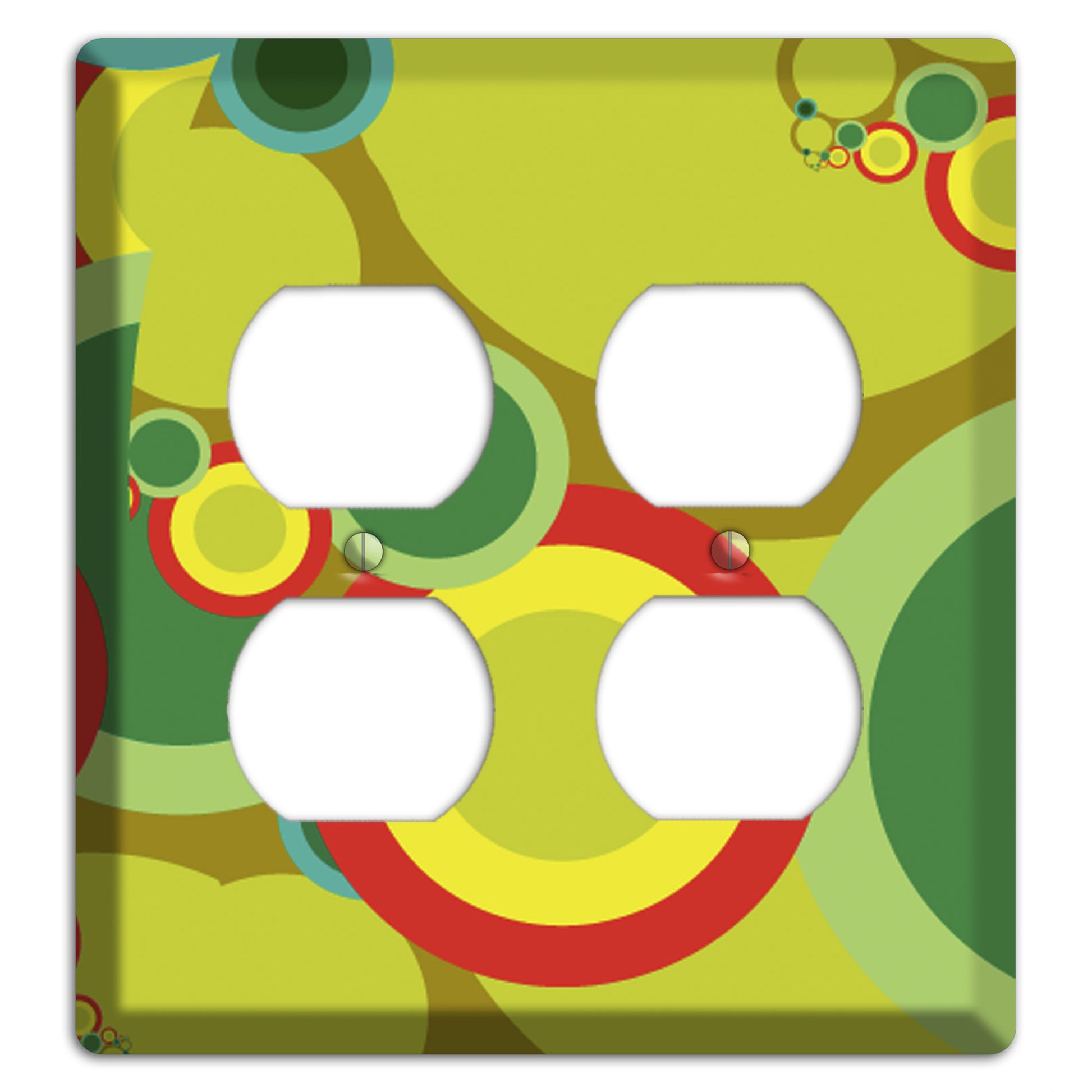 Green and Yellow Abstract Circles 2 Duplex Wallplate