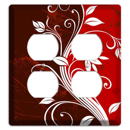 Burgundy and Red Deco Floral 2 Duplex Wallplate