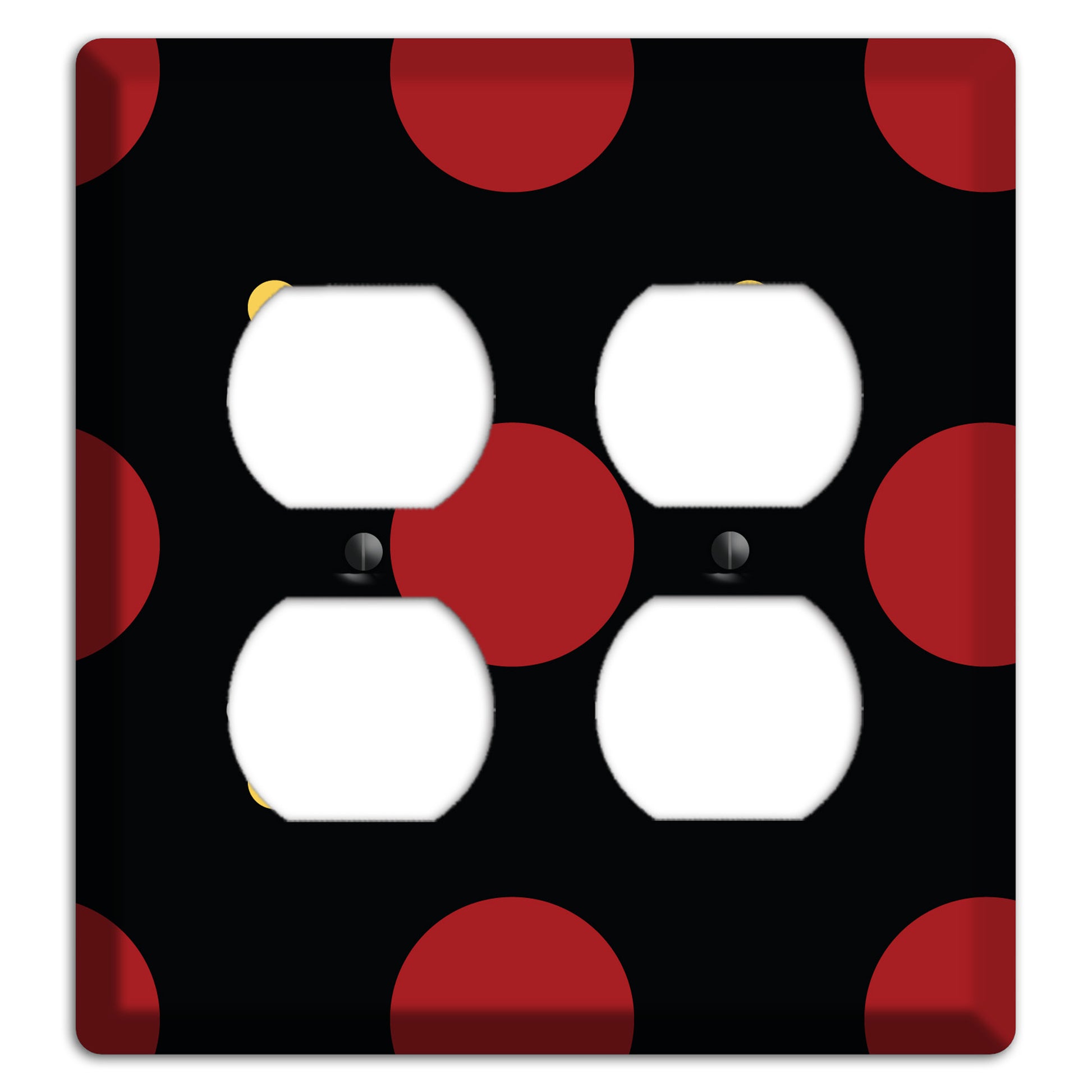 Black with Red and Yellow Multi Tiled Medium Dots 2 Duplex Wallplate