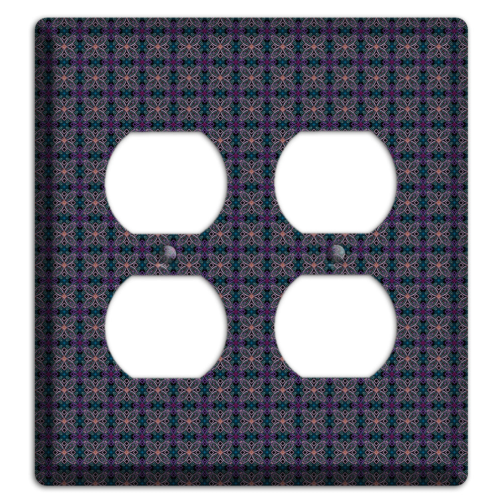 Purple and Green Tiled Floral Foulard 2 Duplex Wallplate