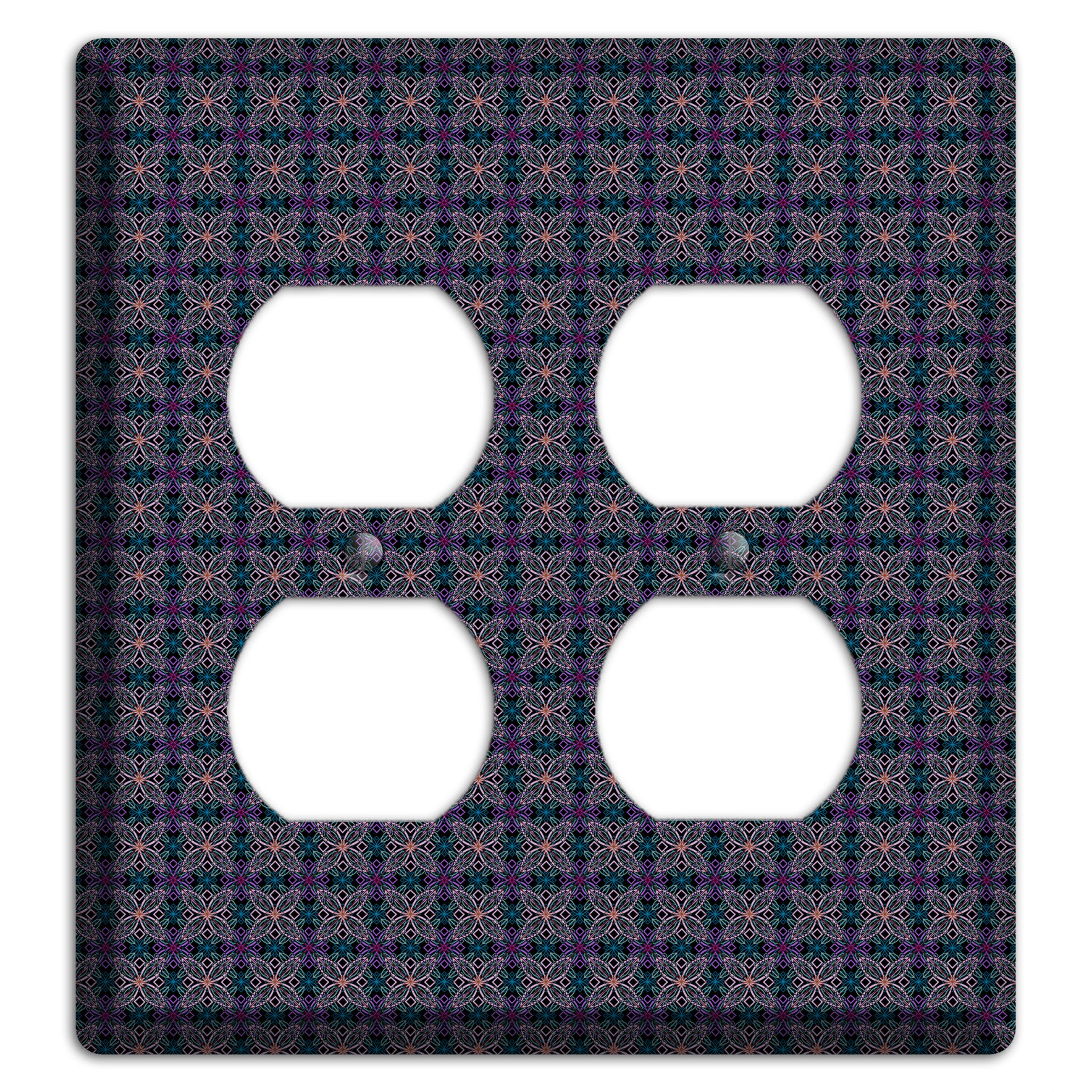 Purple and Green Tiled Floral Foulard 2 Duplex Wallplate