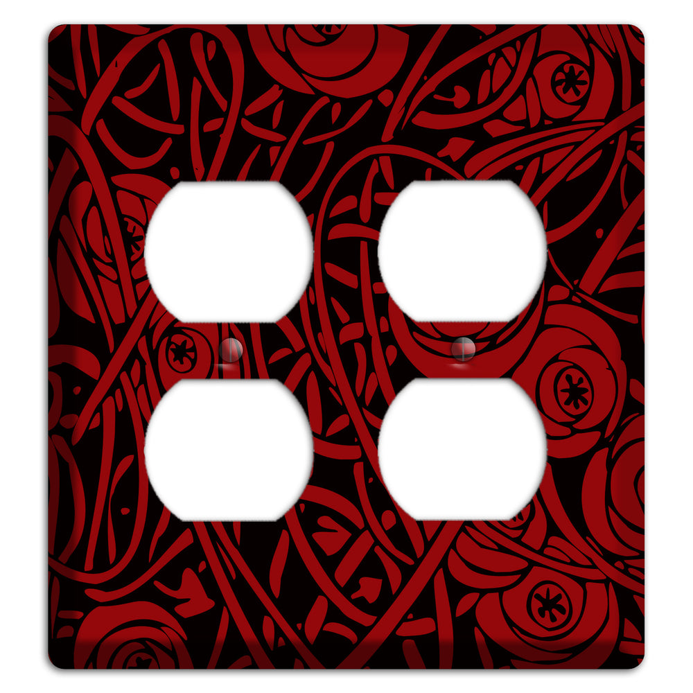 Red Deco Floral 2 Duplex Wallplate