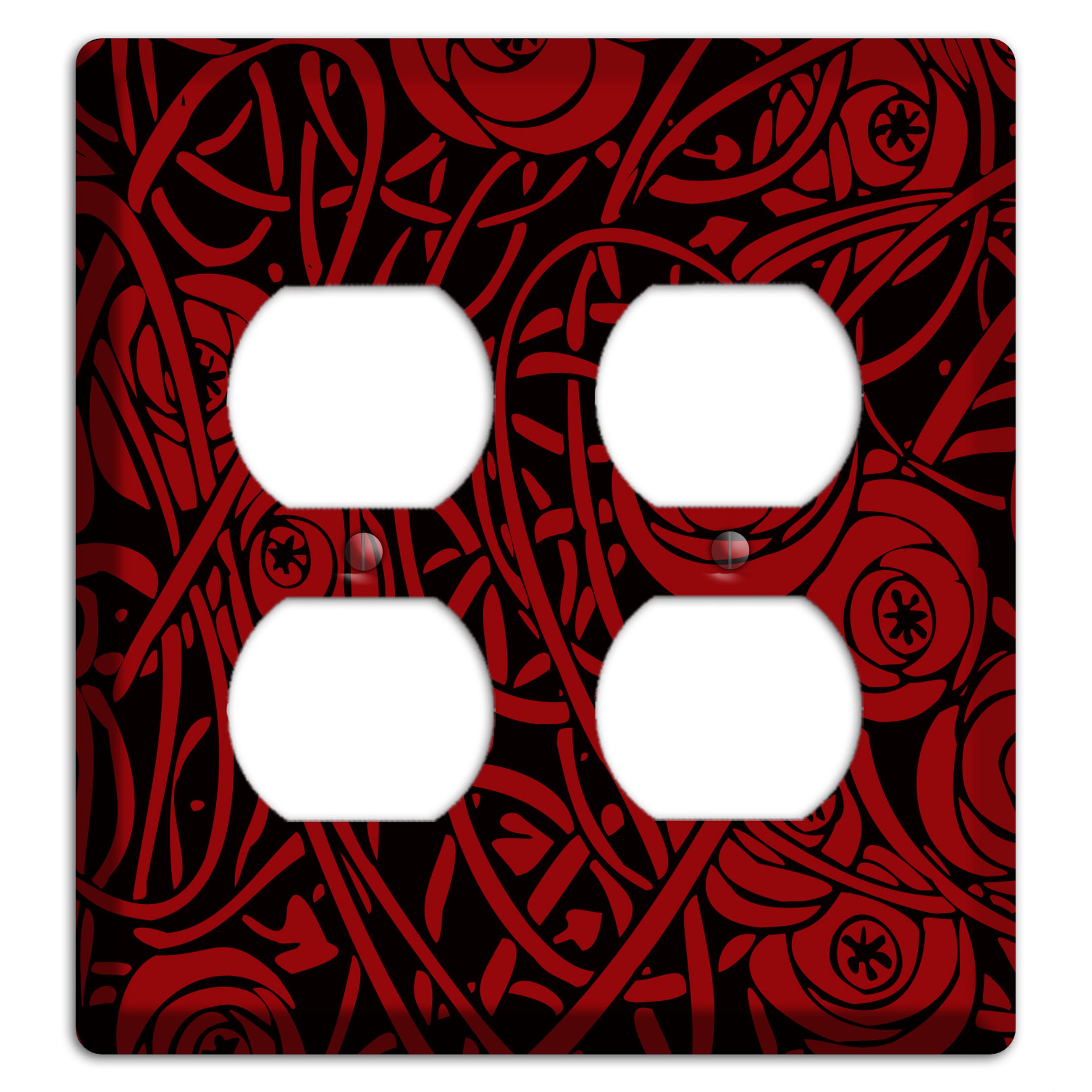Red Deco Floral 2 Duplex Wallplate