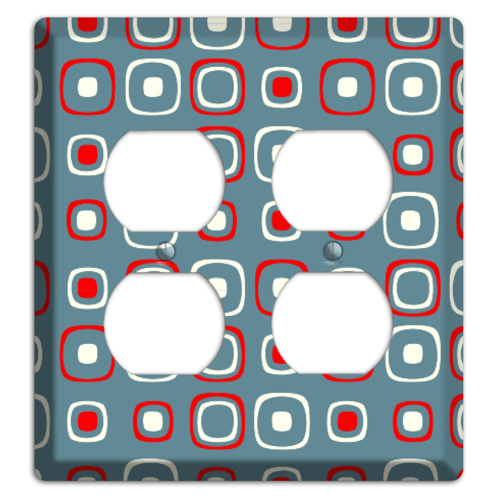 Blue and Red Rounded Squares 2 Duplex Wallplate