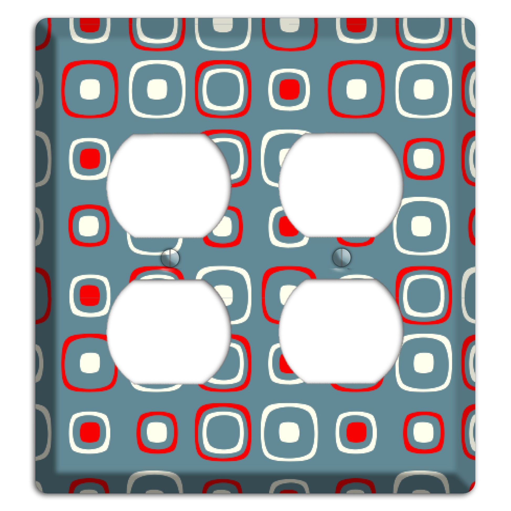 Blue and Red Rounded Squares 2 Duplex Wallplate