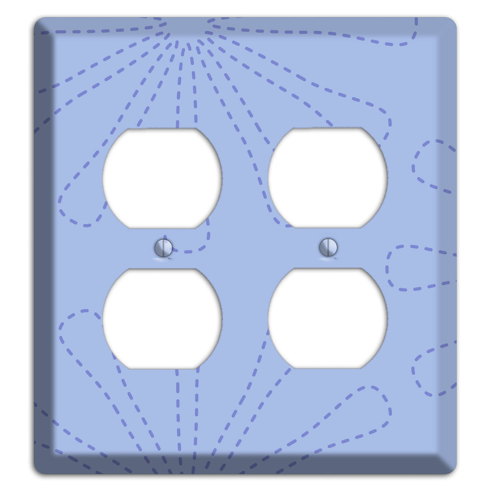 Periwinkle Retro Stipple Floral Contour 2 Duplex Wallplate