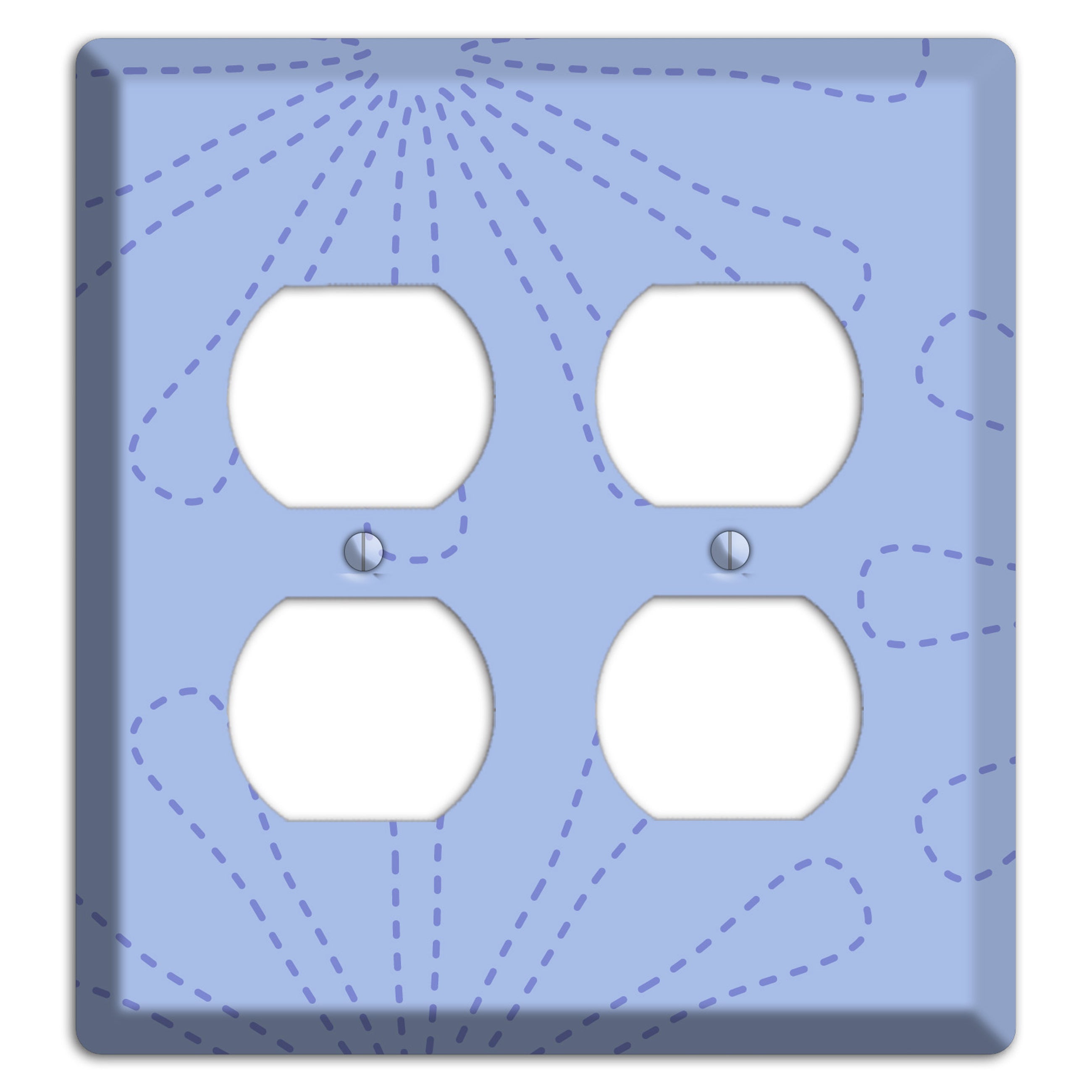 Periwinkle Retro Stipple Floral Contour 2 Duplex Wallplate