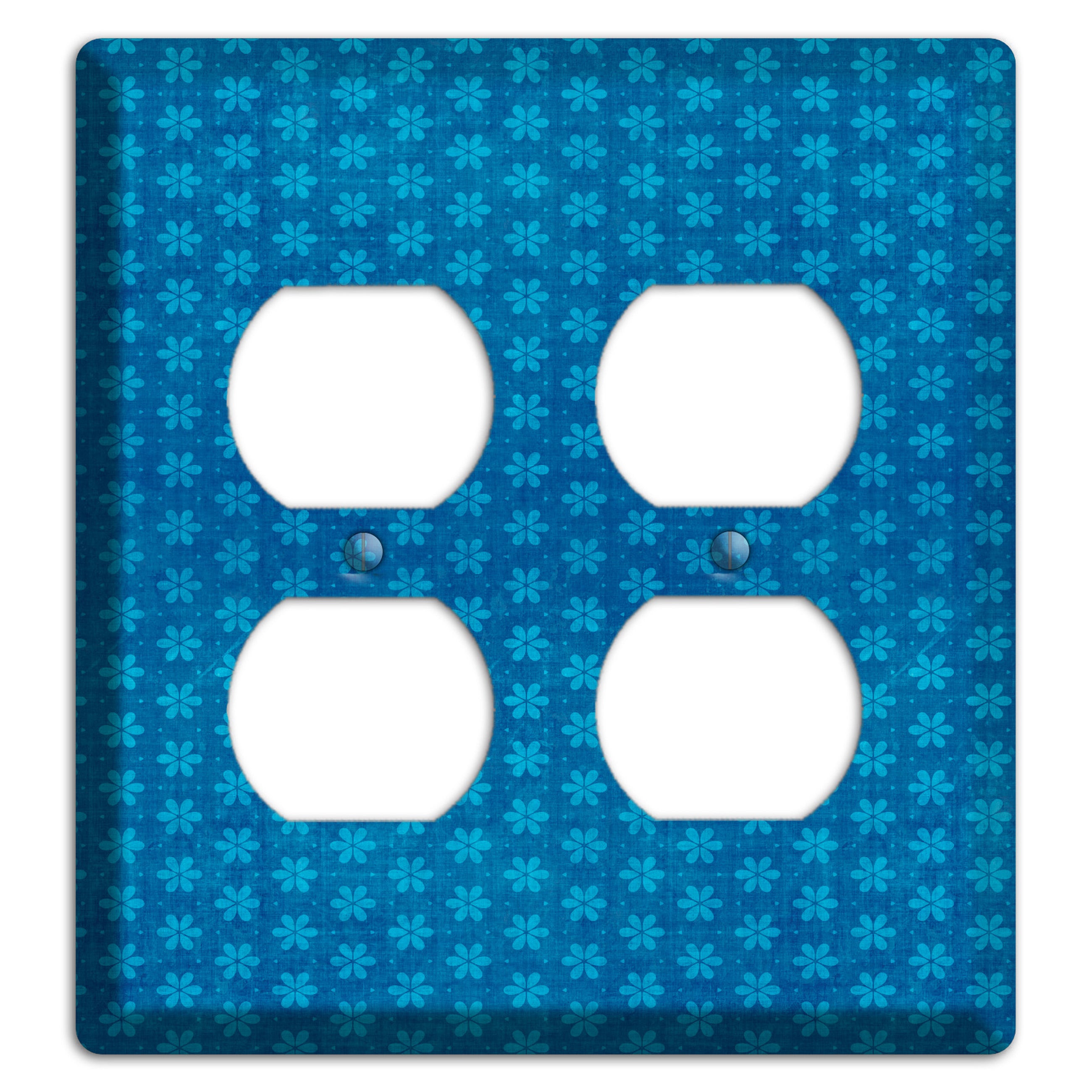 Blue Grunge Floral Contour 2 Duplex Wallplate
