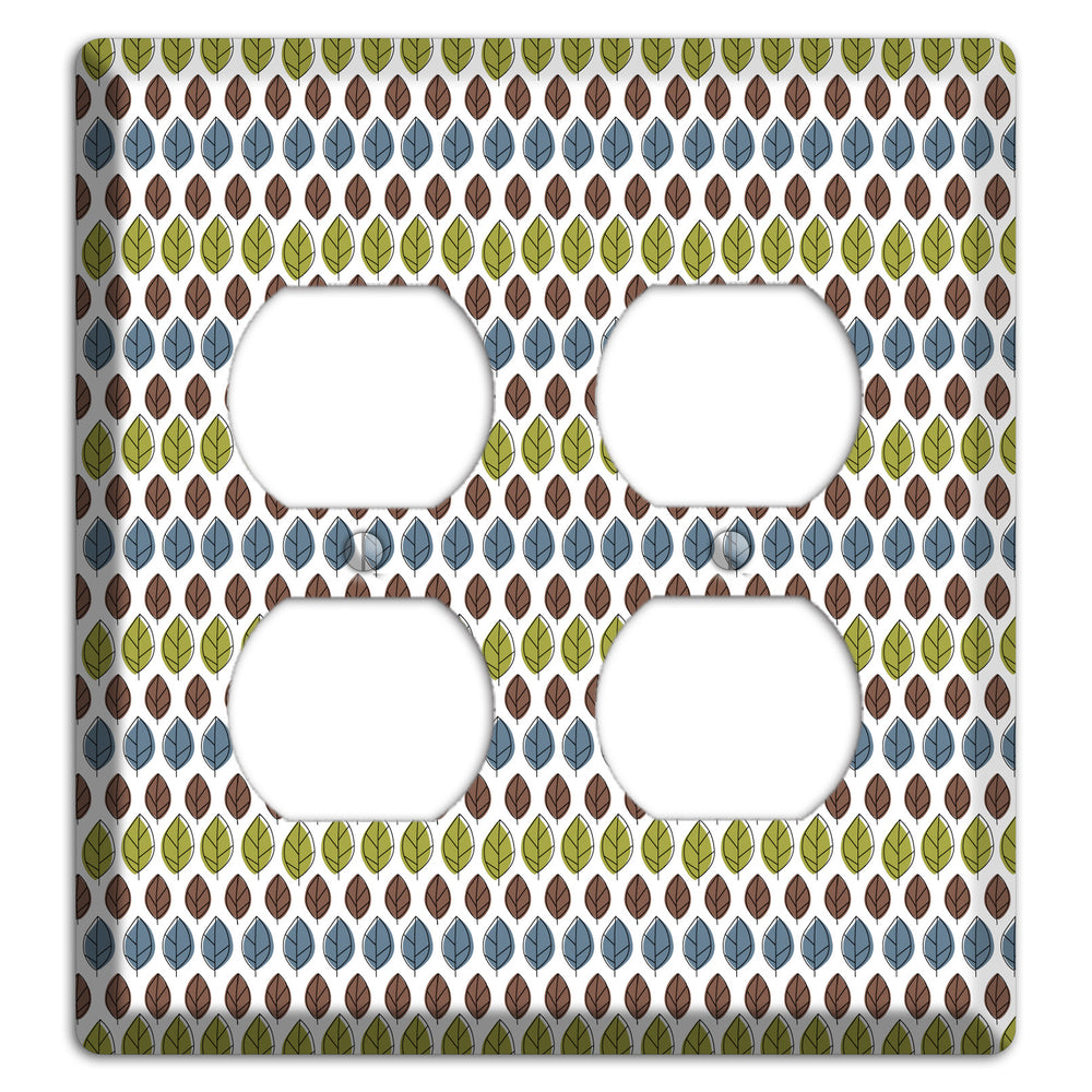 Sage Brown Dusty Blue Leaf Contour 2 Duplex Wallplate