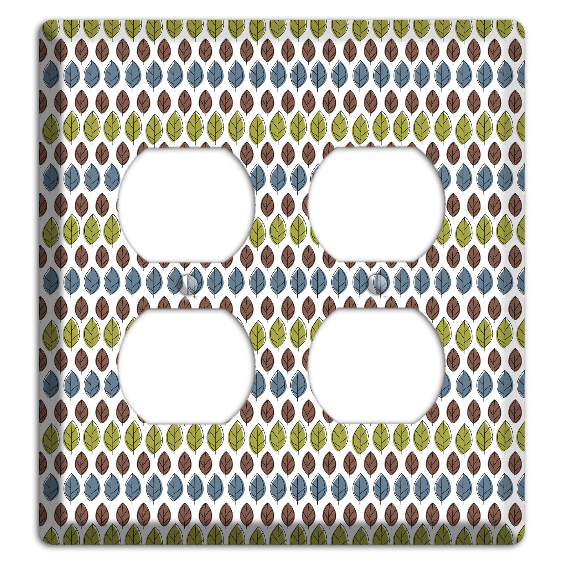 Sage Brown Dusty Blue Leaf Contour 2 Duplex Wallplate