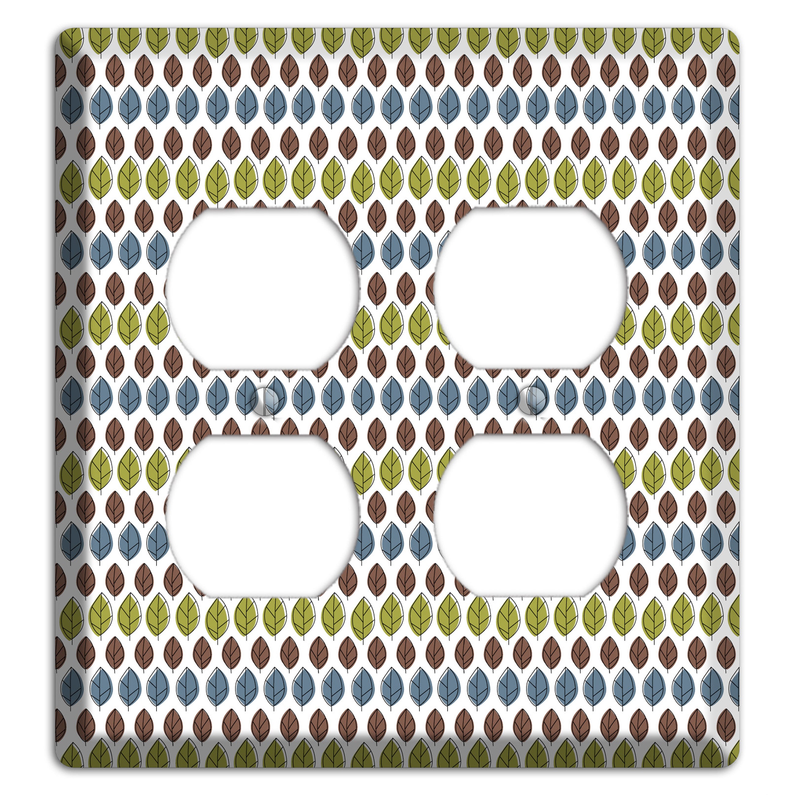Sage Brown Dusty Blue Leaf Contour 2 Duplex Wallplate