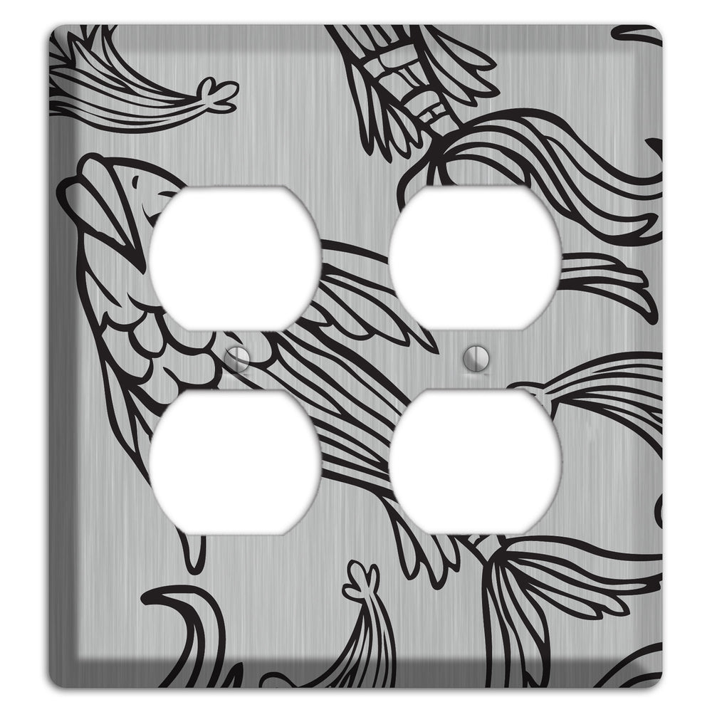 Black Koi Stainless Steel 2 Duplex Wallplate