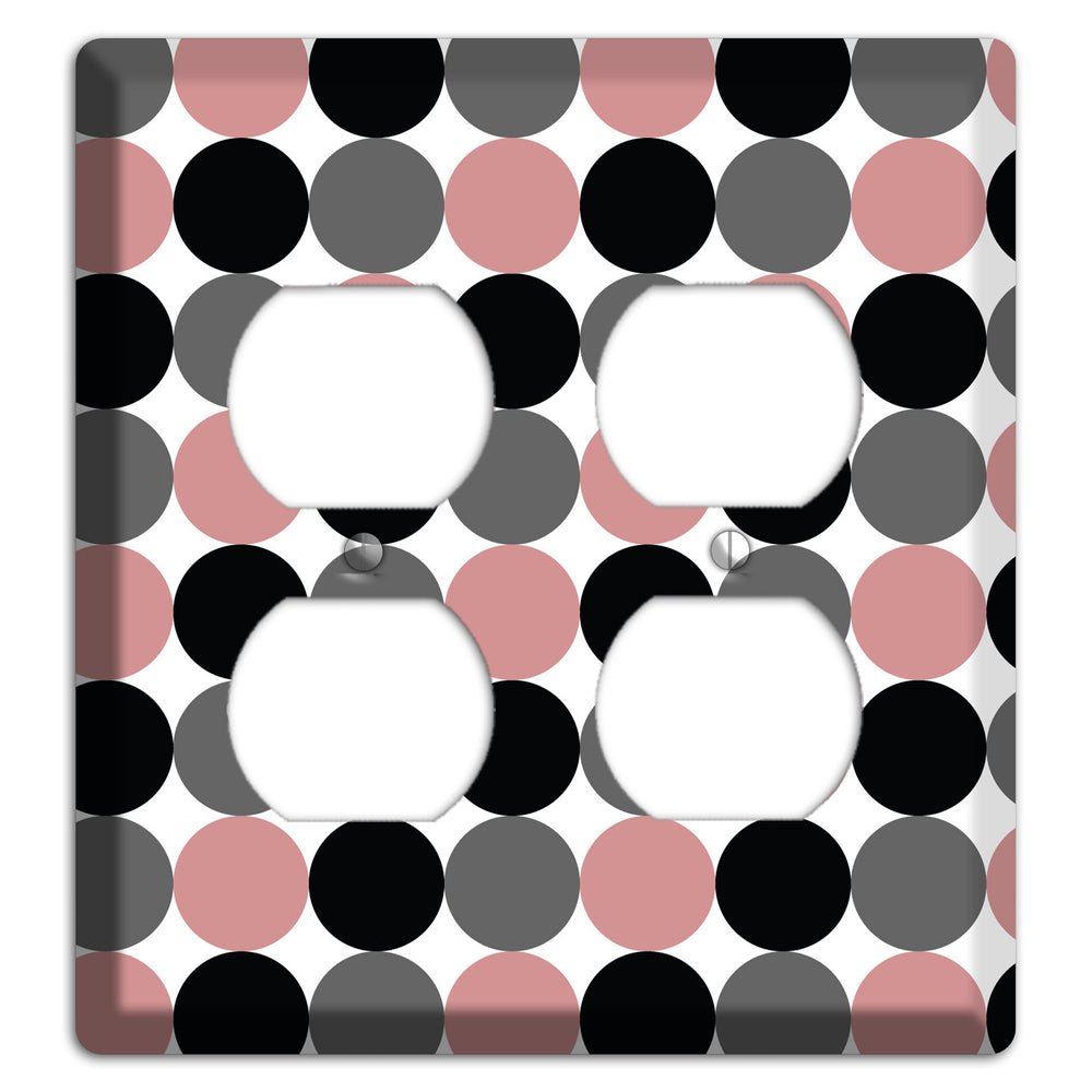 Grey Pink Black Tiled Dots 2 Duplex Wallplate