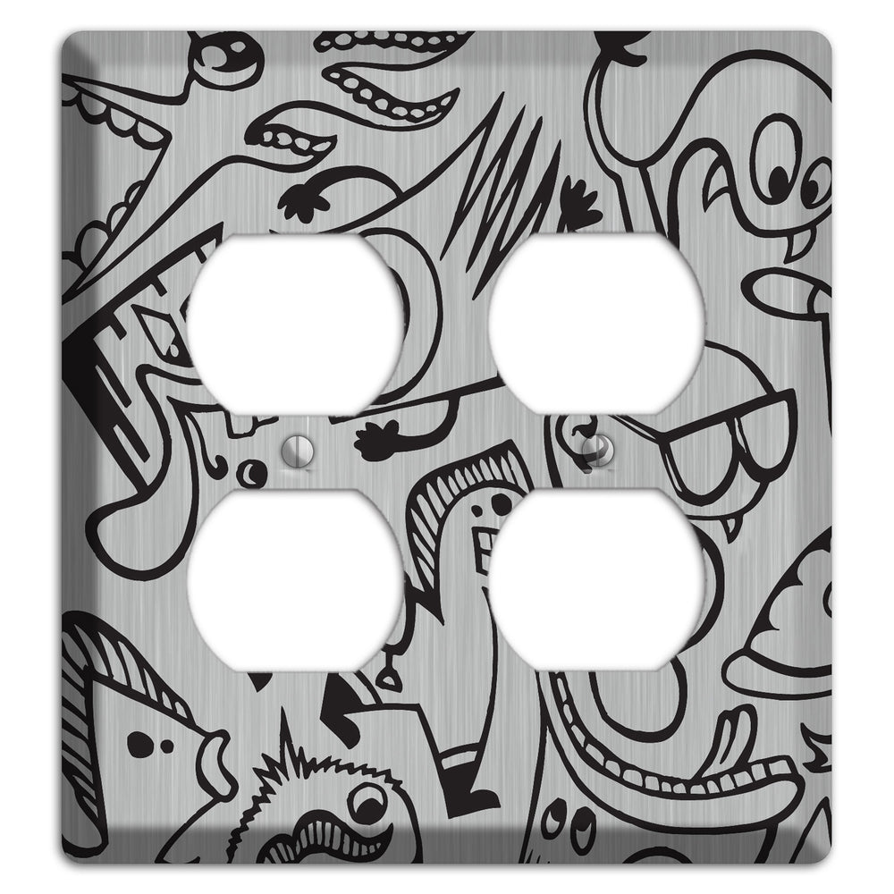 Whimsical Faces 1 Stainless Steel 2 Duplex Wallplate