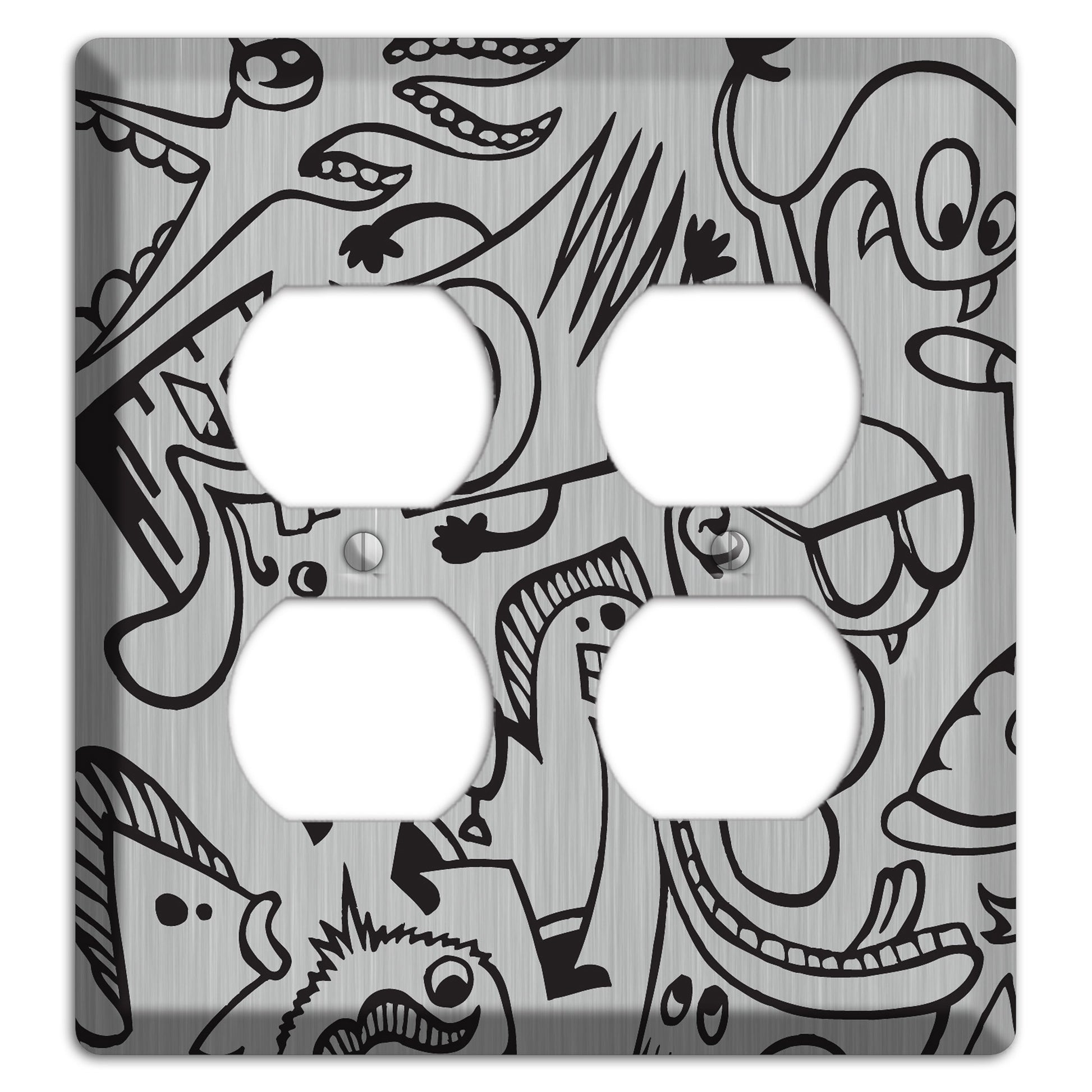 Whimsical Faces 1  Stainless 2 Duplex Wallplate