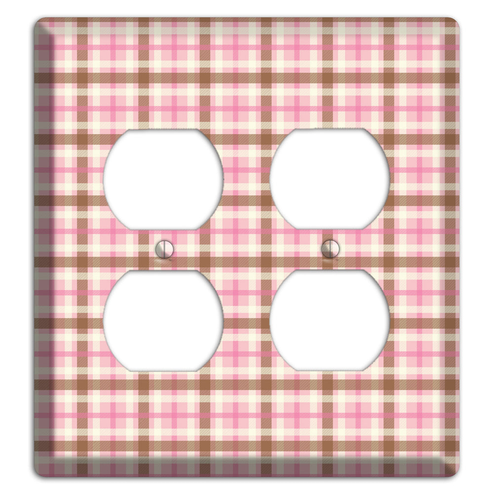Pink and Brown Plaid 2 Duplex Wallplate