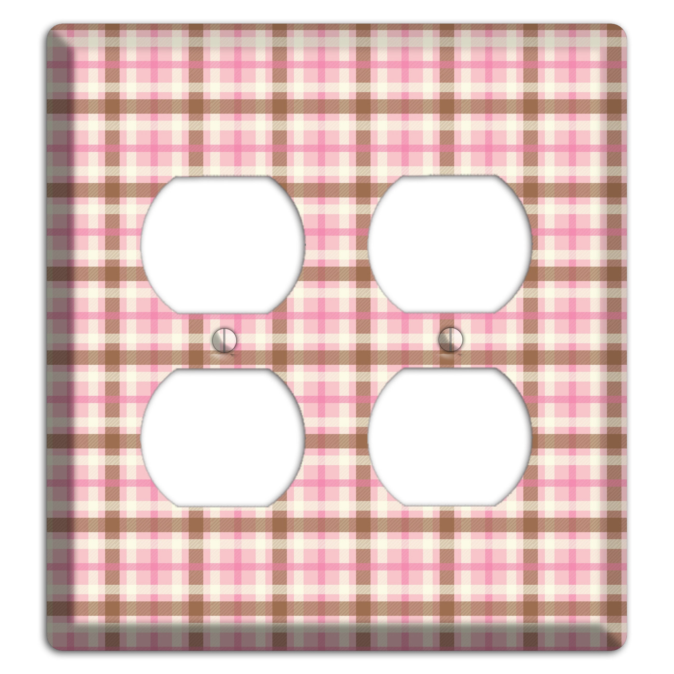 Pink and Brown Plaid 2 Duplex Wallplate