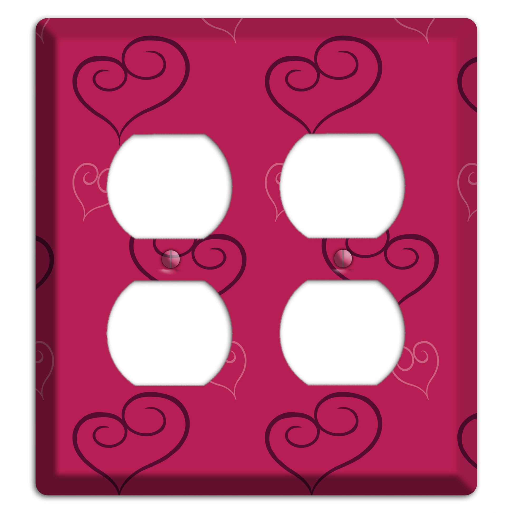 Fuschia Scroll Heart 2 2 Duplex Wallplate