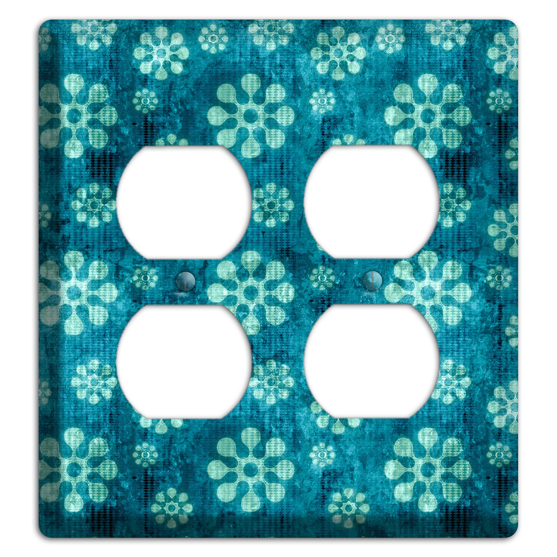 Turquoise Grunge Floral 2 Duplex Wallplate