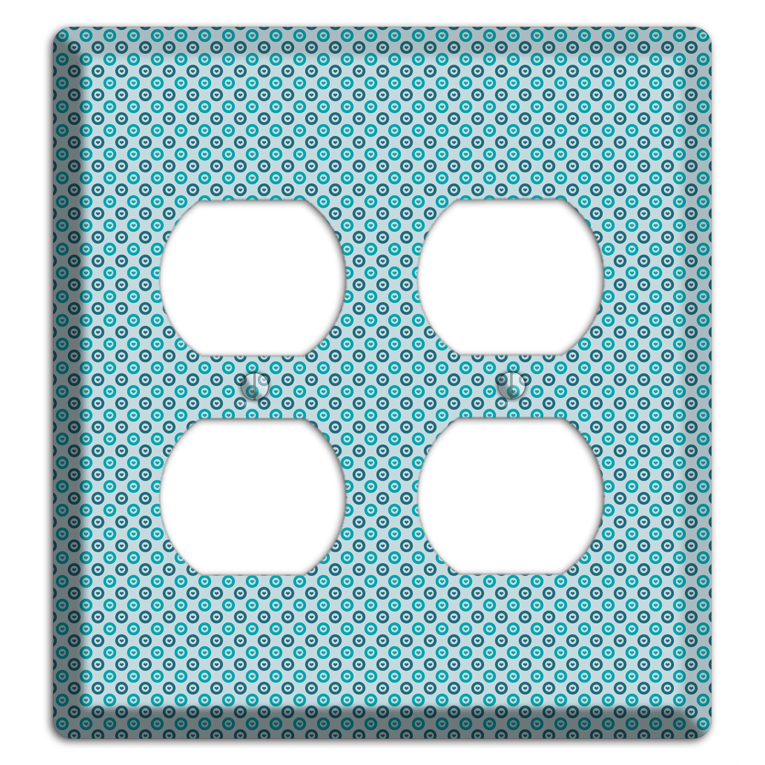 Turquoise and Blue Concentric Dots 2 Duplex Wallplate