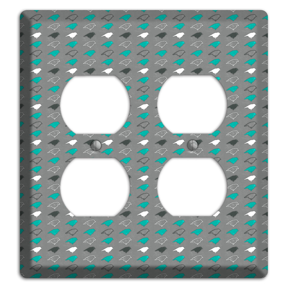 Grey with Small Green Birds 2 2 Duplex Wallplate