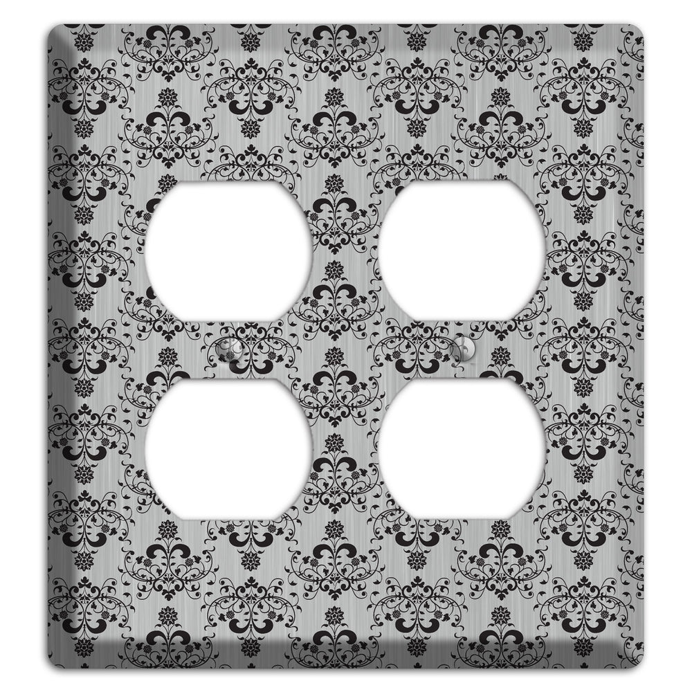 Black Cartouche Half Drop Stainless Steel 2 Duplex Wallplate