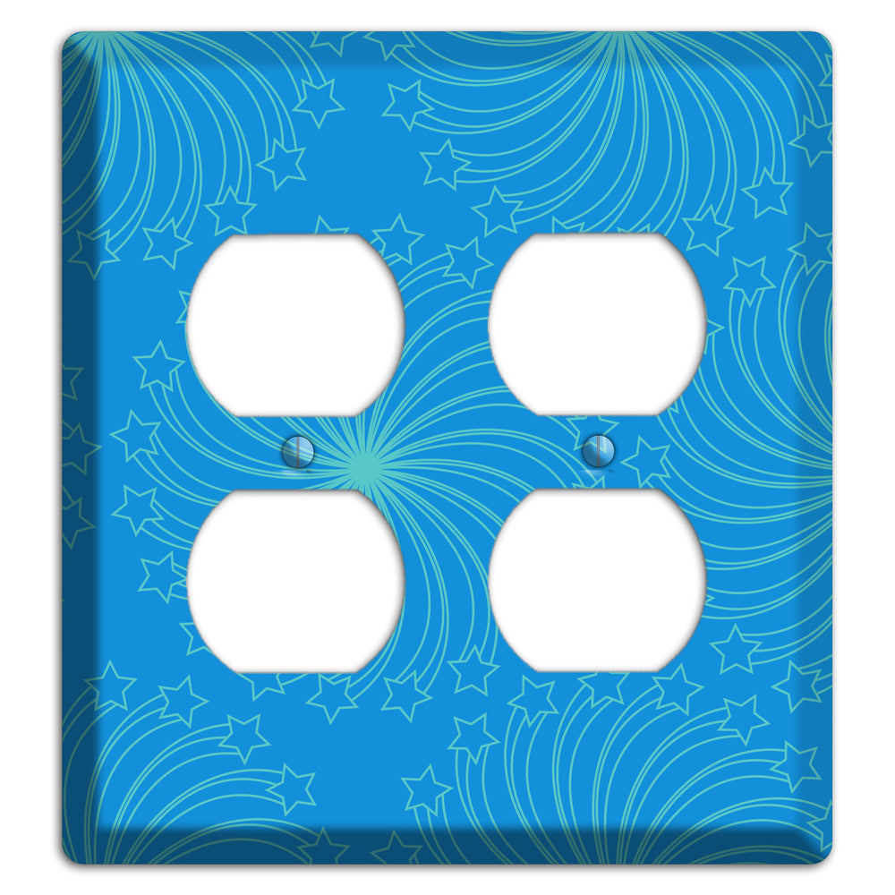 Multi Blue Star Swirl 2 Duplex Wallplate