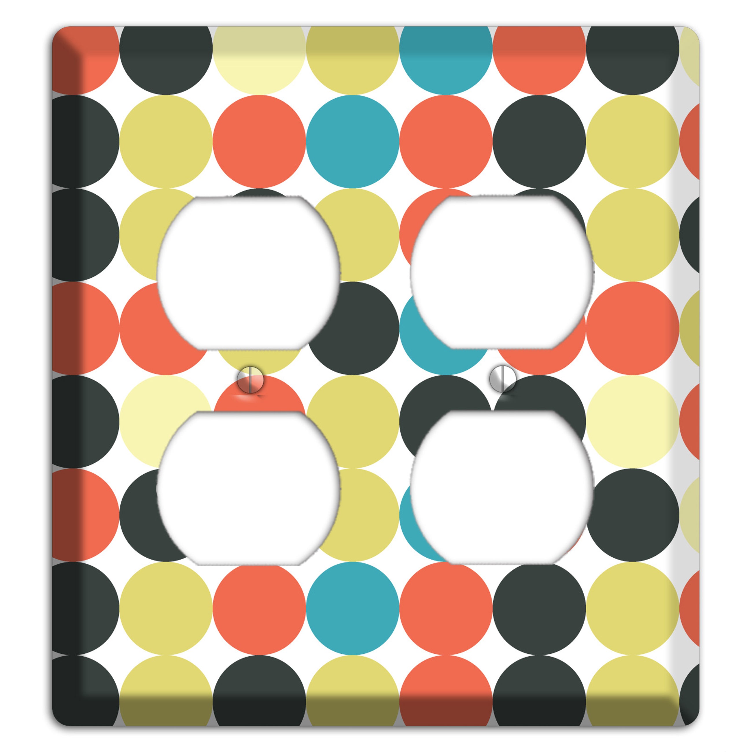 Coral Black Yellow Olive Blue Aqua Tiled Dots 2 Duplex Wallplate