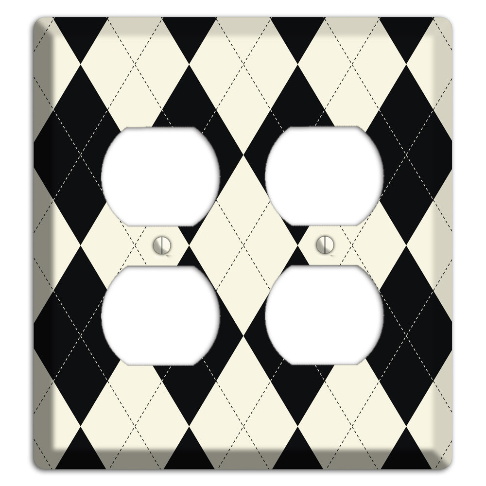Black and Tan Argyle 2 Duplex Wallplate