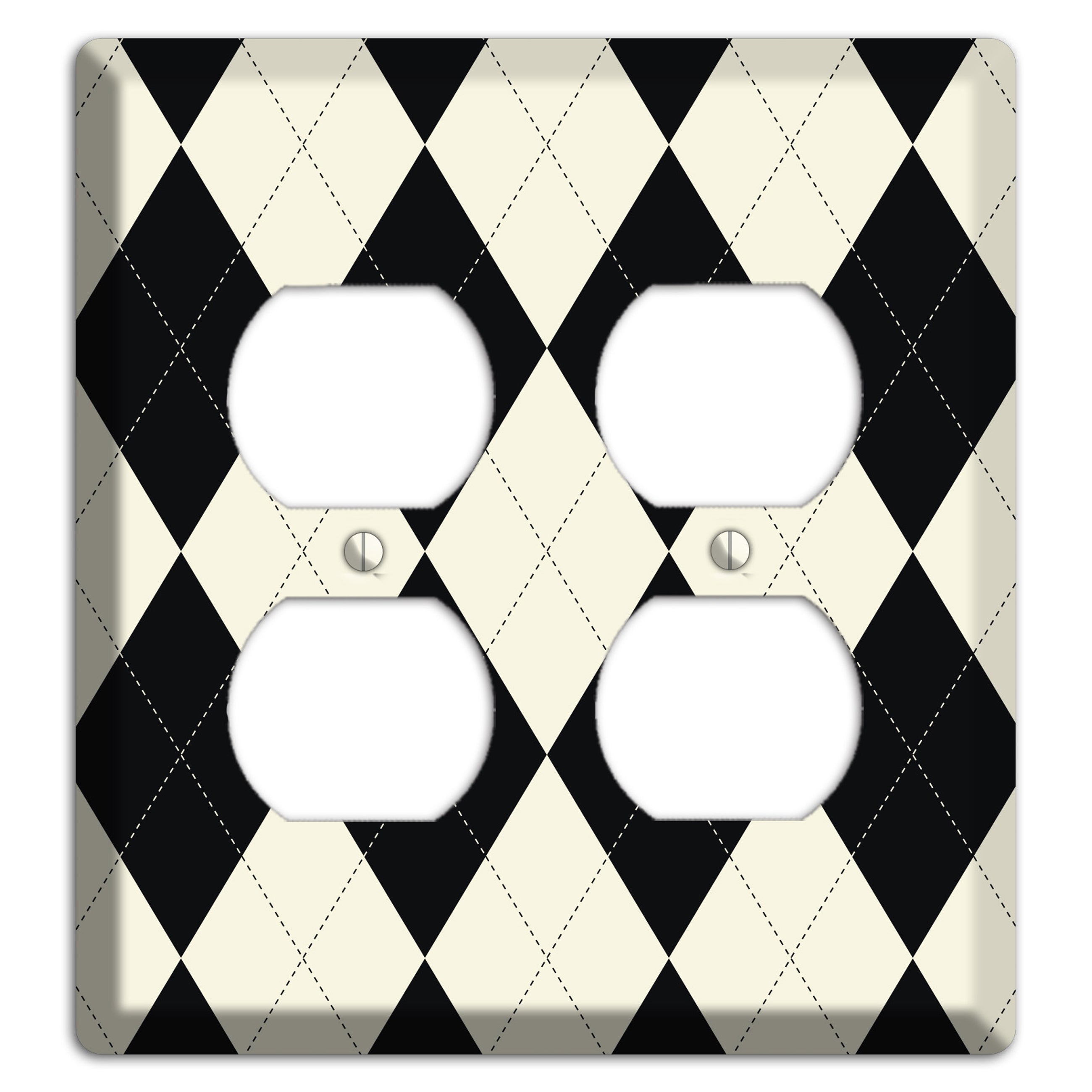 Black and Tan Argyle 2 Duplex Wallplate