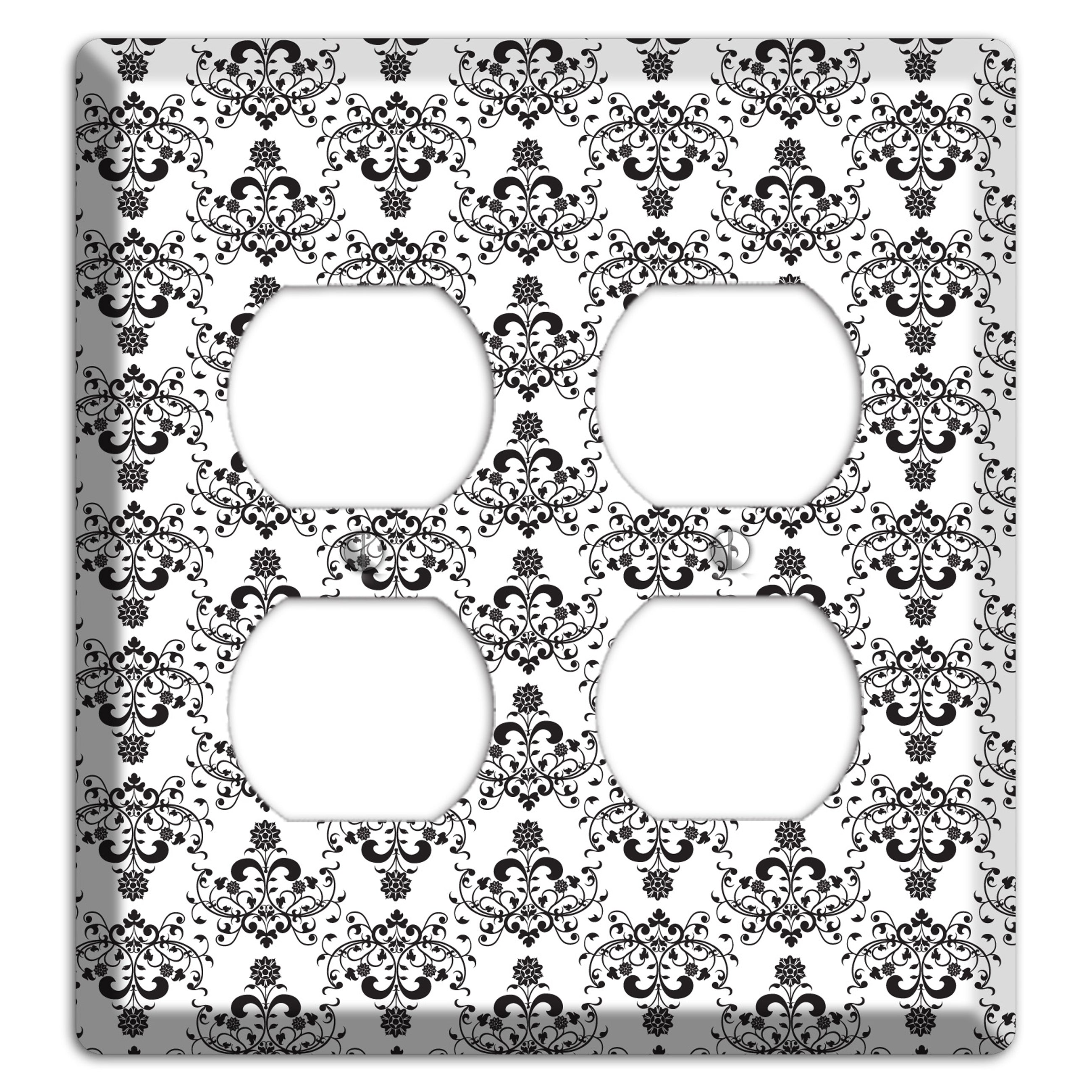 White with Black Cartouche Half Drop 2 Duplex Wallplate