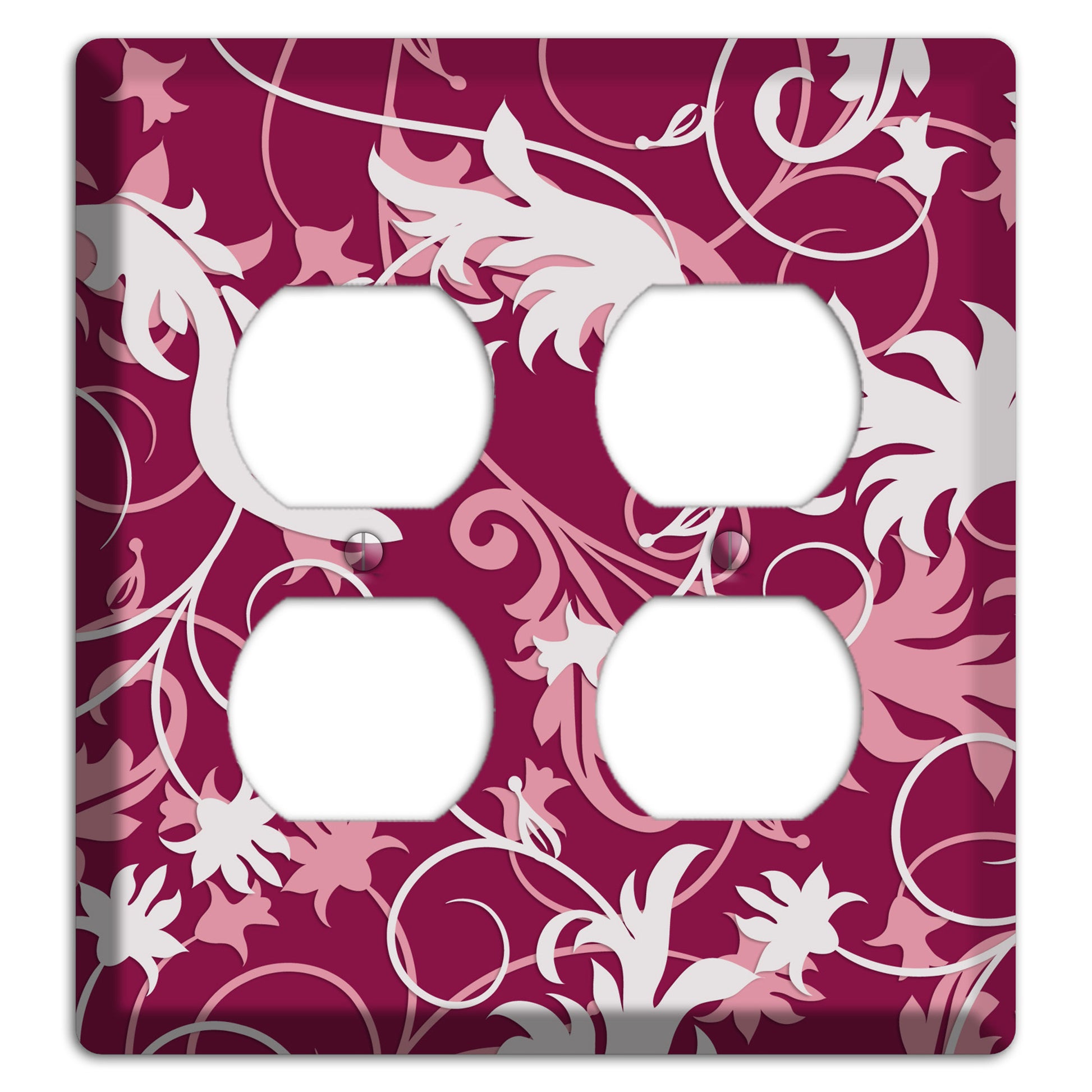 Fuschia and Pink Victorian Sprig 2 Duplex Wallplate