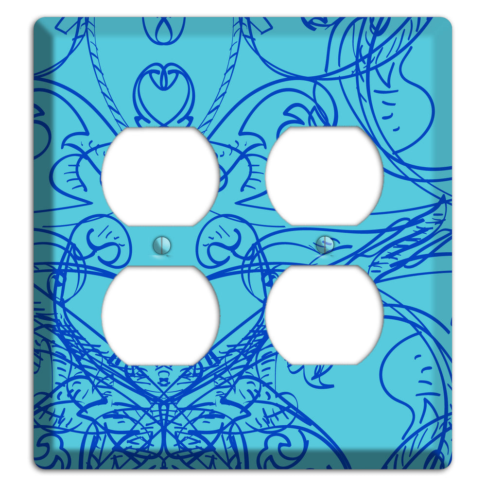 Turquoise Deco Sketch 2 Duplex Wallplate