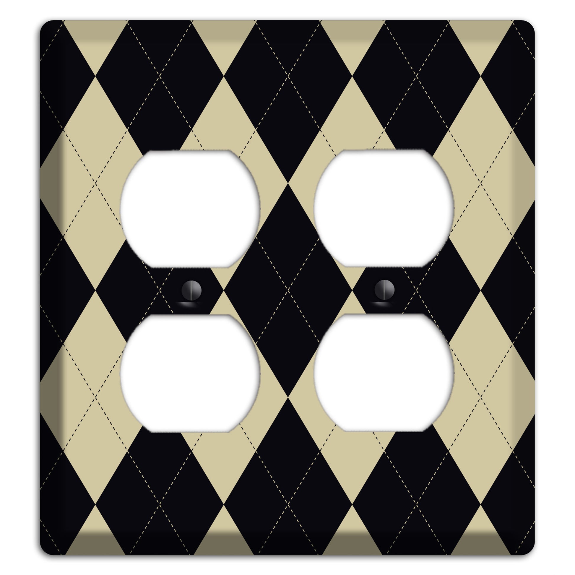 Tan and Black Argyle 2 Duplex Wallplate