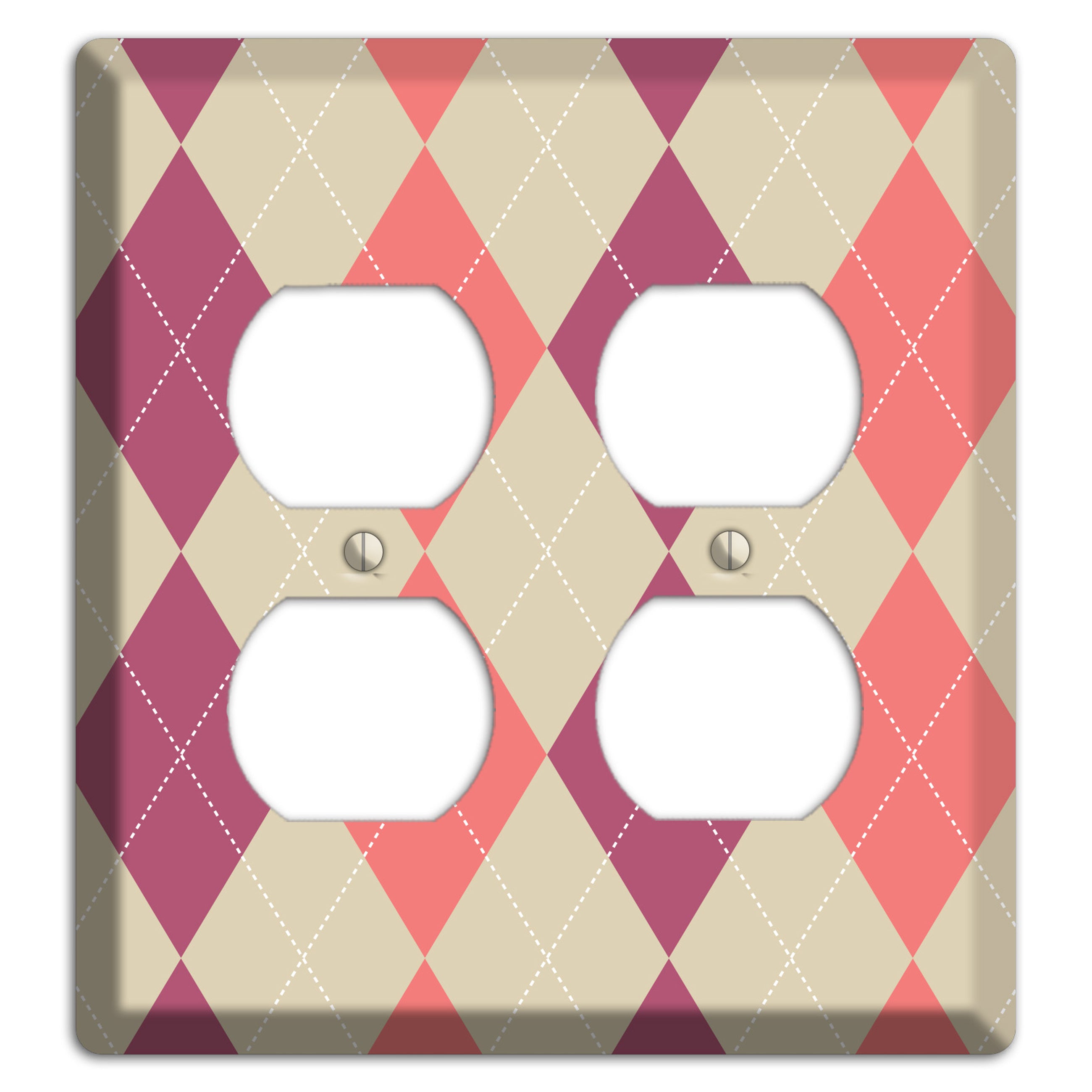 Pink and Tan Argyle 2 Duplex Wallplate