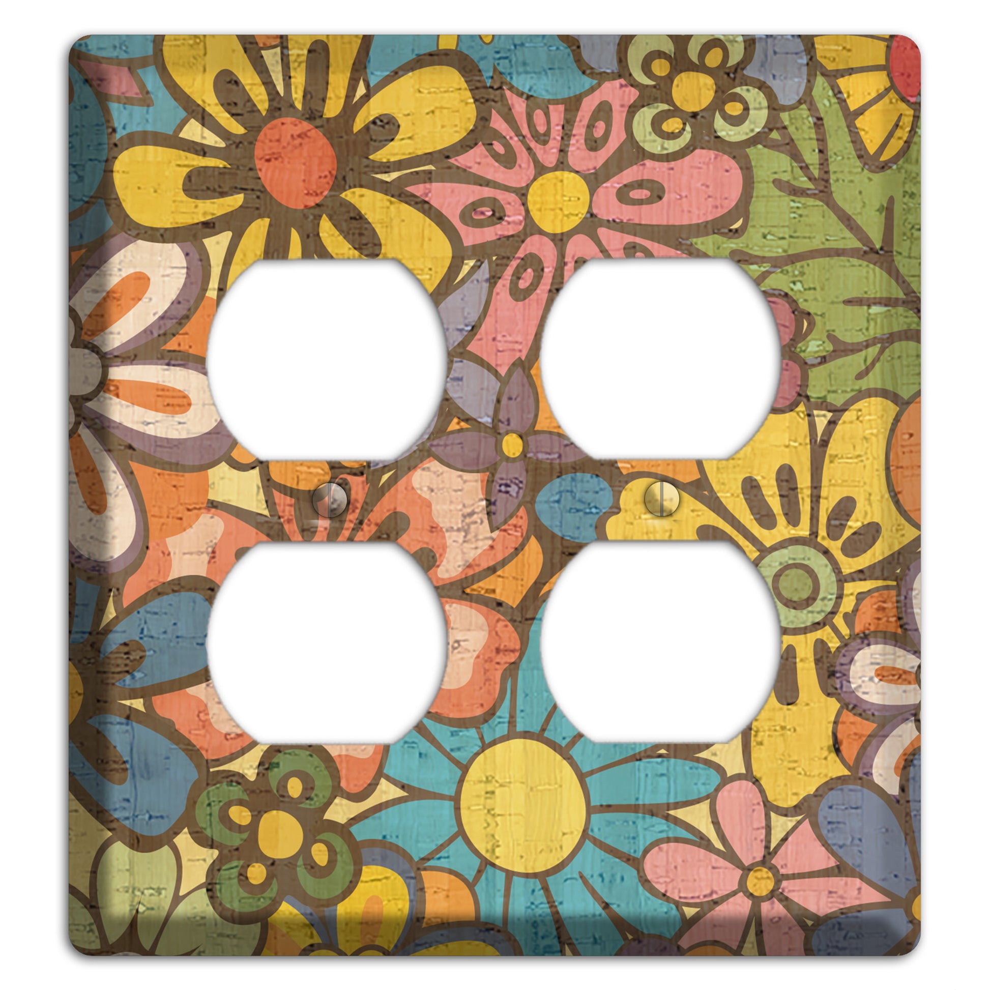 Flower Power Cork 2 Duplex Wallplate