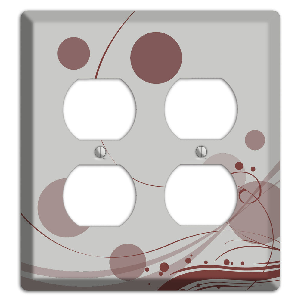 Grey with Maroon Dots and Swirls 2 Duplex Wallplate