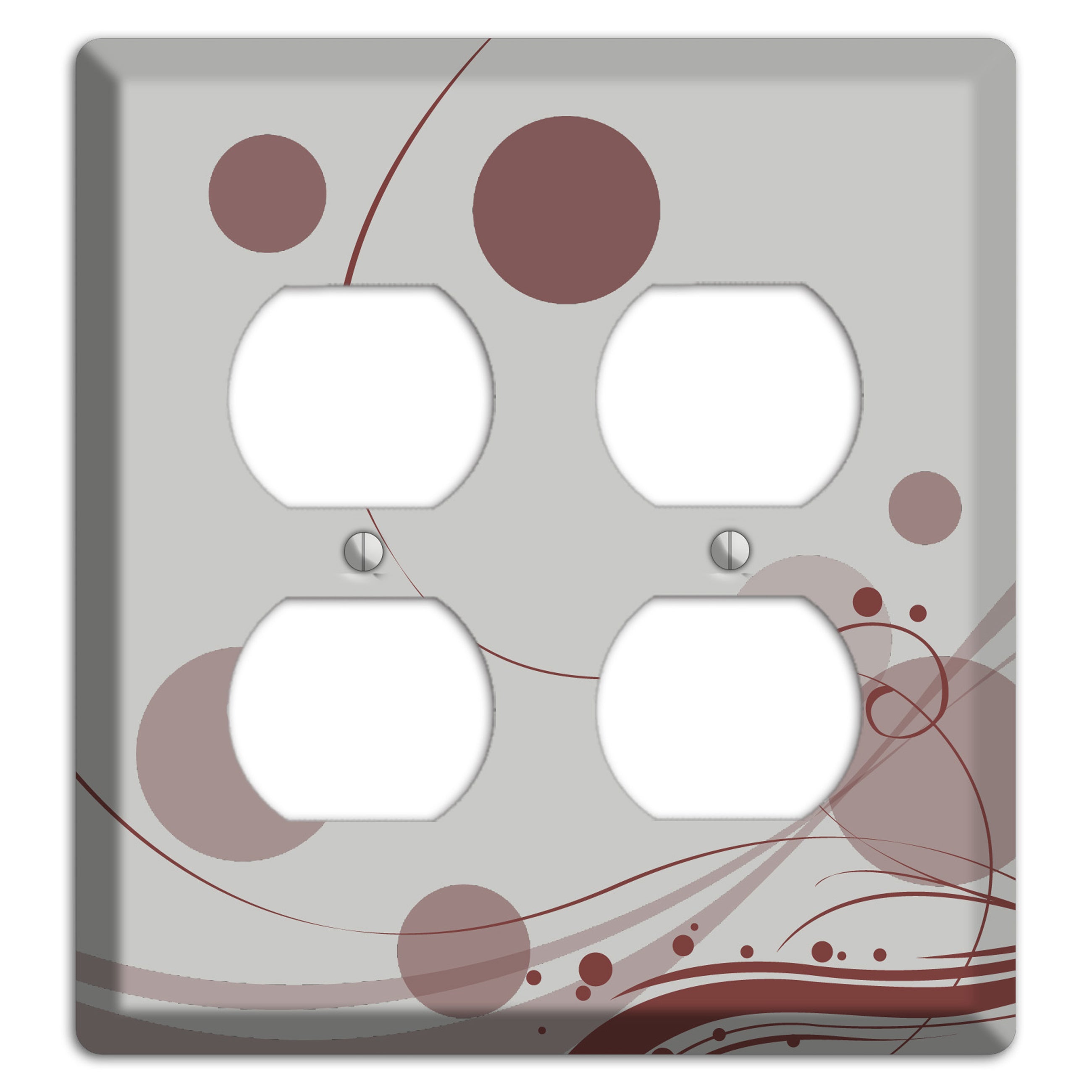 Grey with Maroon Dots and Swirls 2 Duplex Wallplate