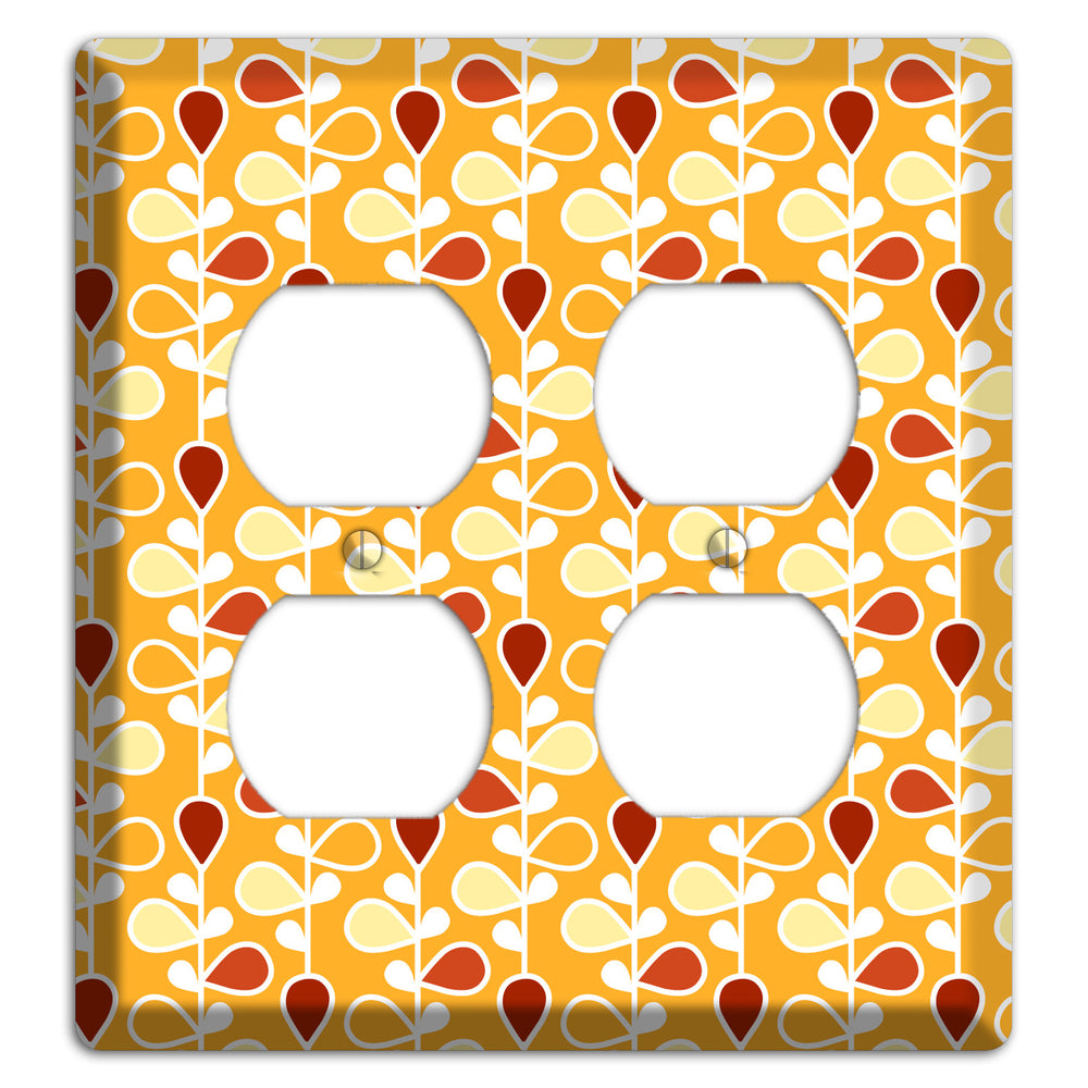 Orange with Yellow and Red Drop and Vine 2 Duplex Wallplate