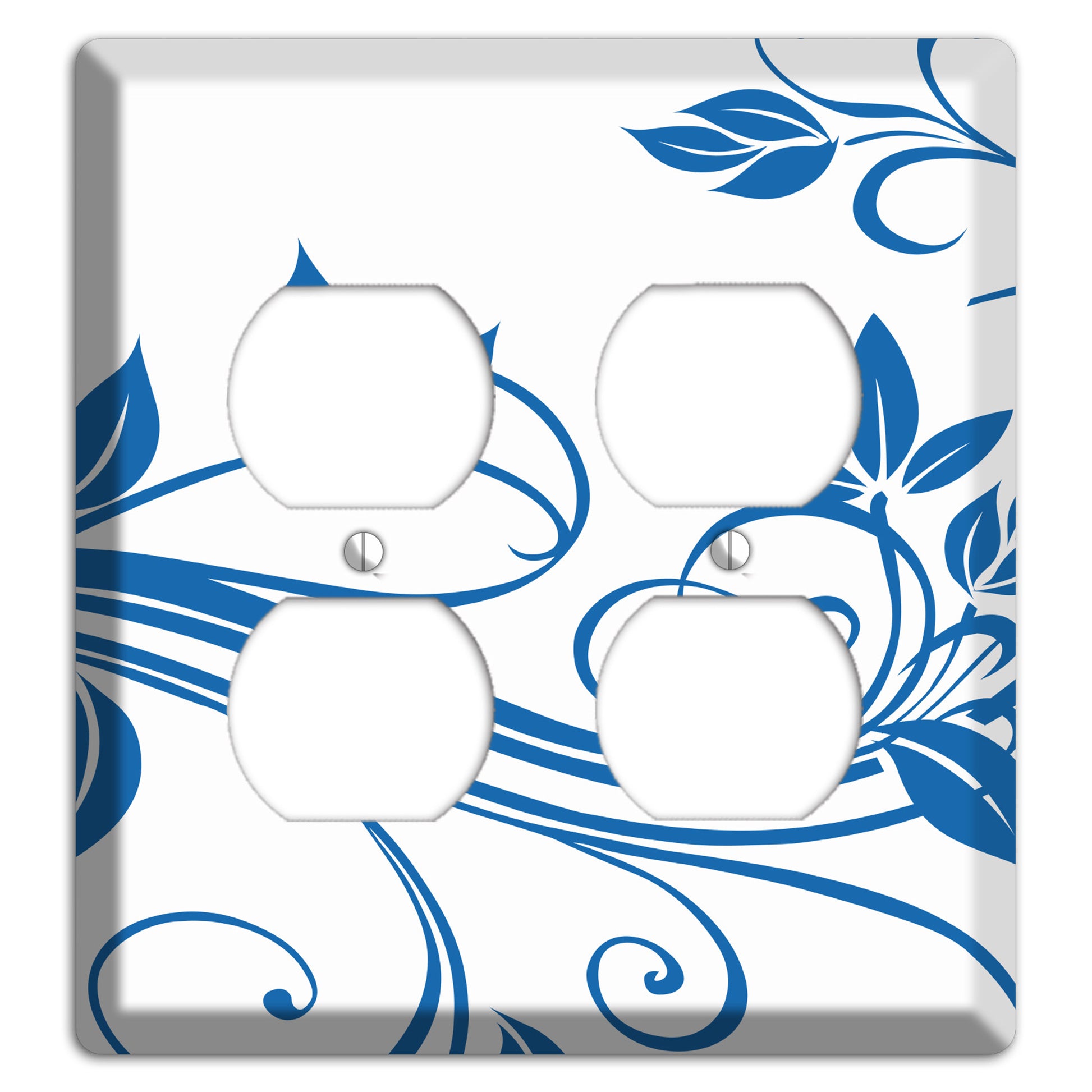 Black and White Sprig 2 Duplex Wallplate