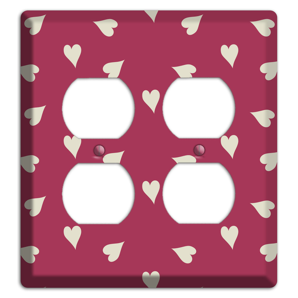 Fuschia with White Hearts 2 Duplex Wallplate
