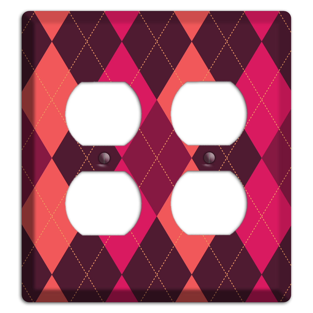 Orange and Pink Argyle 2 Duplex Wallplate