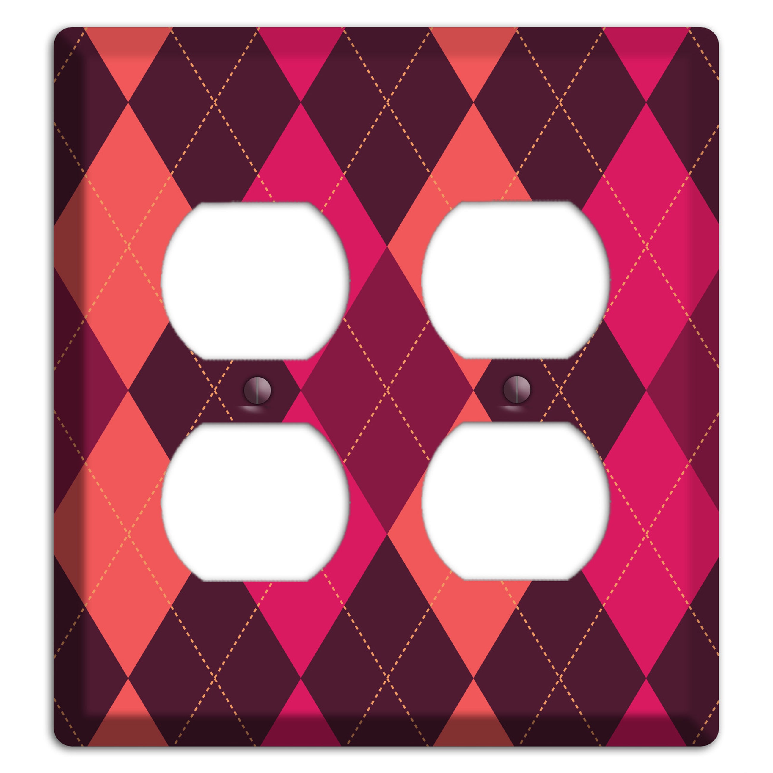 Orange and Pink Argyle 2 Duplex Wallplate