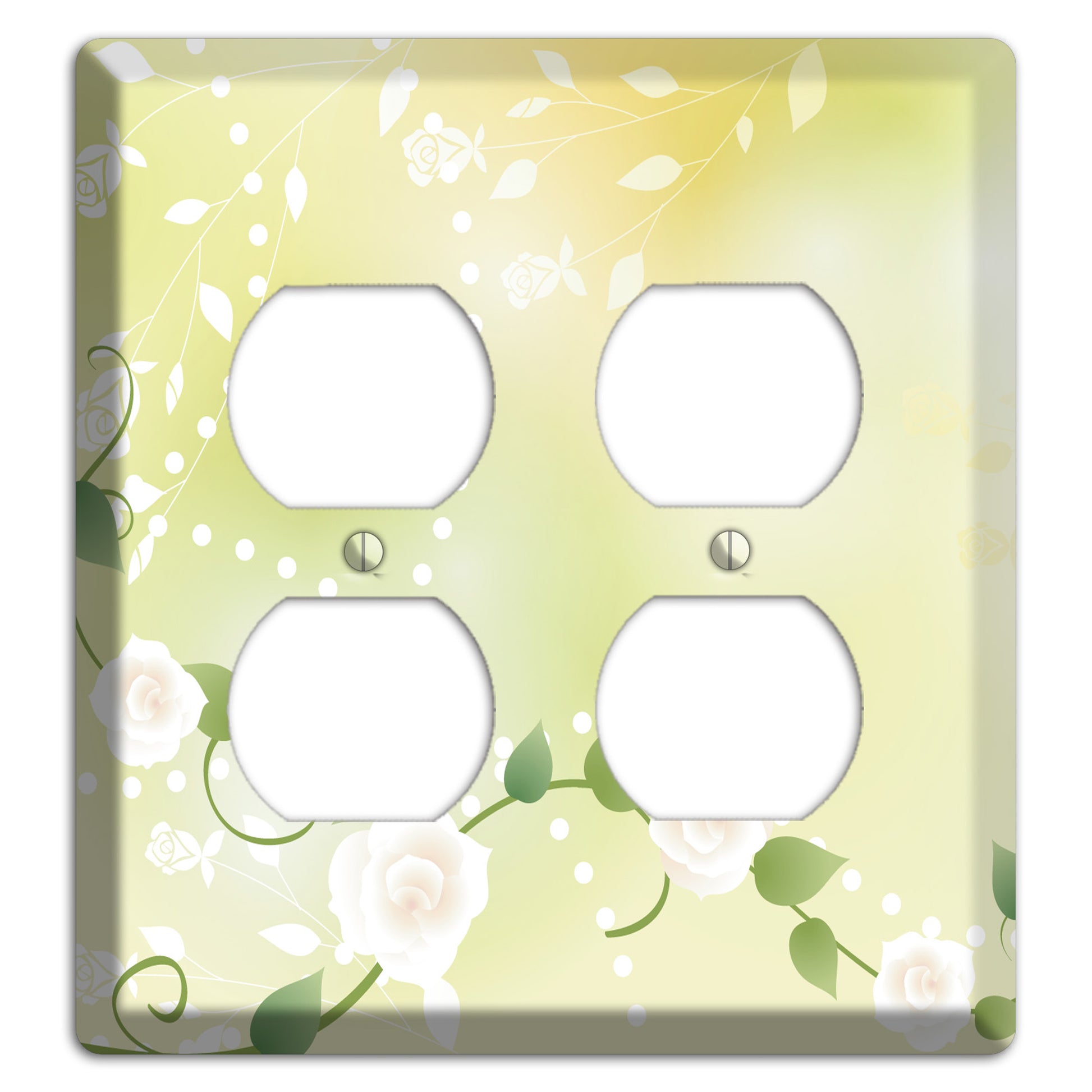 Green Delicate Flowers 2 Duplex Wallplate