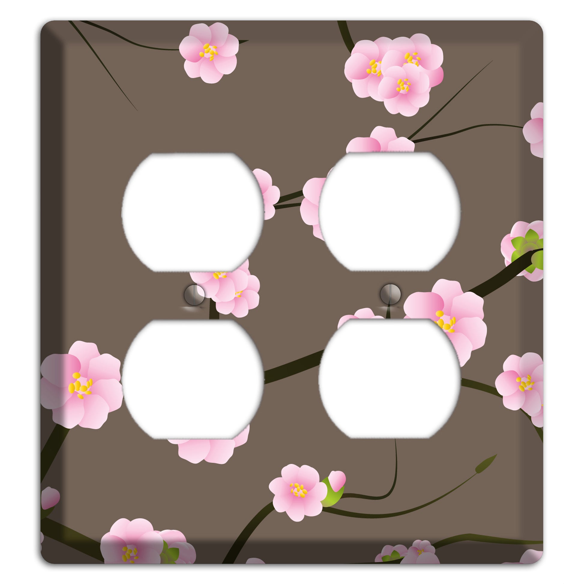 Pink and Brown Cherry Blossoms 2 Duplex Wallplate