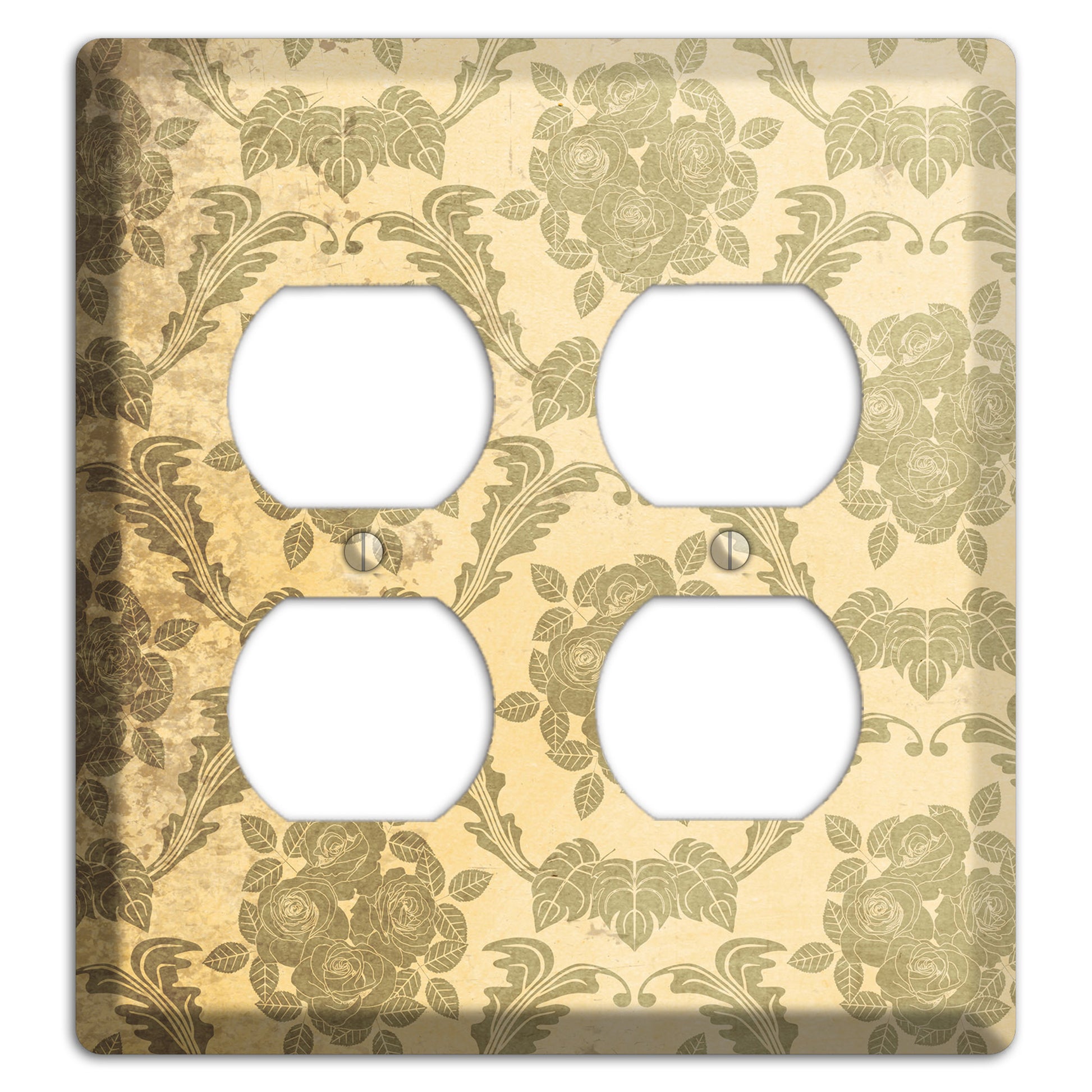 Straw Vintage Rose Damask 2 Duplex Wallplate